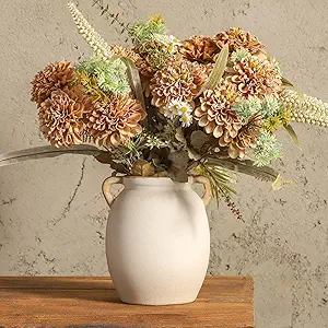 Ceramic Flower Vase 7.6 inch Farmhouse Rustic Vase Decorative Pottery Terracotta Vases for Home Decor Table Mantle Fireplace Living Room Bathroom Wedding Centerpiece
