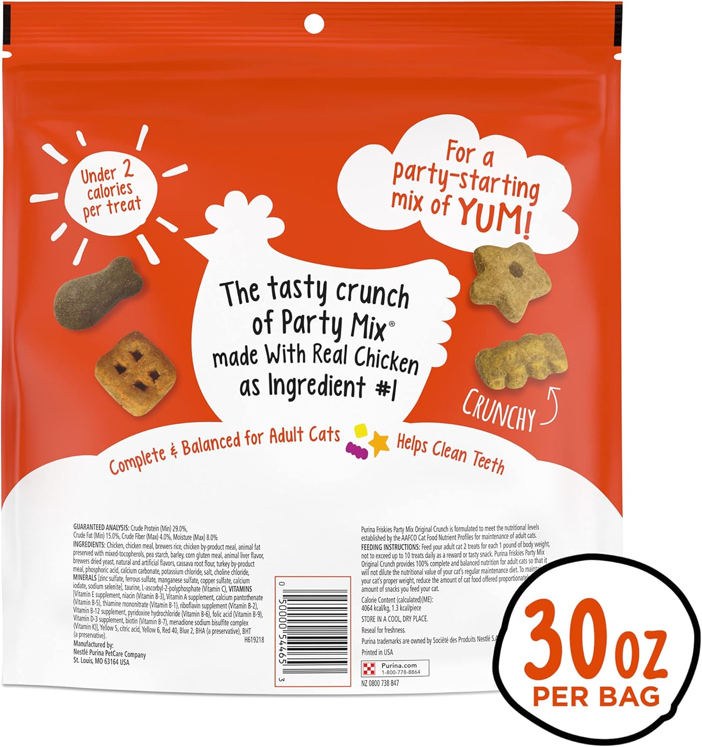 Purina Friskies Made in USA Facilities Cat Treats, Party Mix Original Crunch - 30 oz. Pouch : Pet Supplies