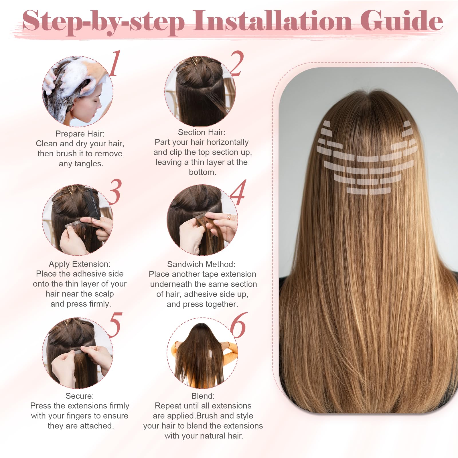 55cm SEGO Extensiones Adhesivas Pelo Natural 10PCS [#2 Castaño Oscuro] Cinta Adhesiva Invisible Sin Clips 100% Remy Liso Cabello Humano Auténtico (15g)