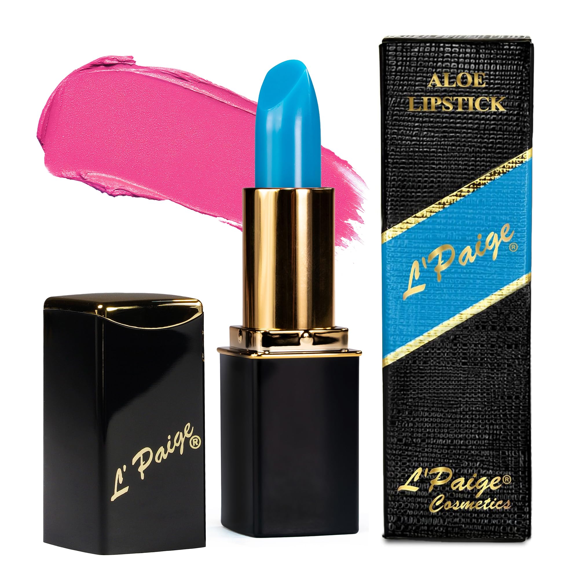 L'Paige Color-Changing Lipstick Lipstain – Blue to Burgundy Hue, Temperature Sensitive Formula with Aloe Vera, Long-Lasting Satin Finish, Moisturizing Hydrating Color for Smooth Soft Lips, Shade LBL