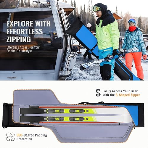 Miniatura 21 de Ski Bag and Boot Bag Combo, Padded Skis Bag for Air Travel, Safety Reinforce Ski Carrier Bag Fits for Skis Up to 200 CM and Boots Up To Size US13