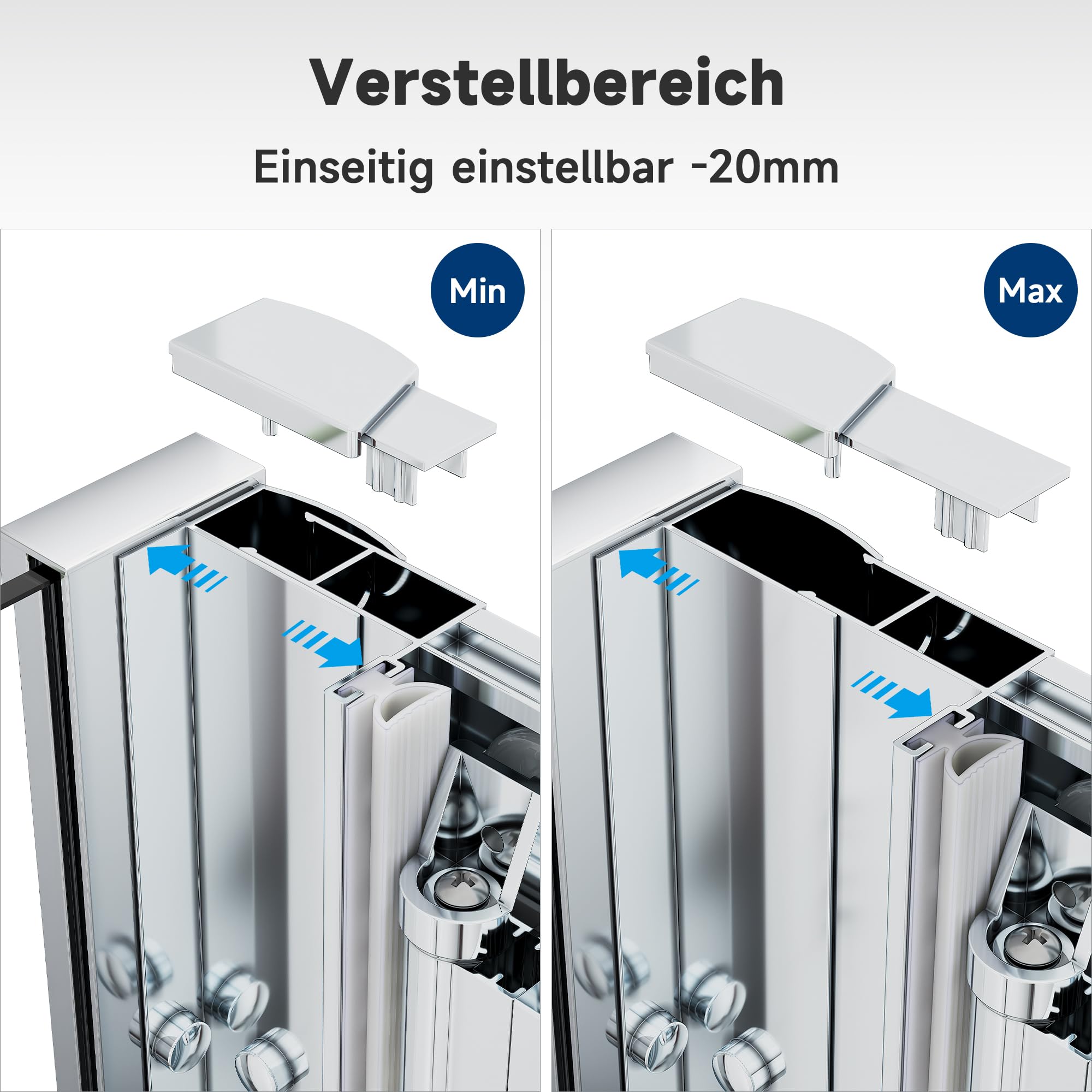 SONNI Upgrade Duschkabine Klarglas Falttür Faltduschwand 80x185cm