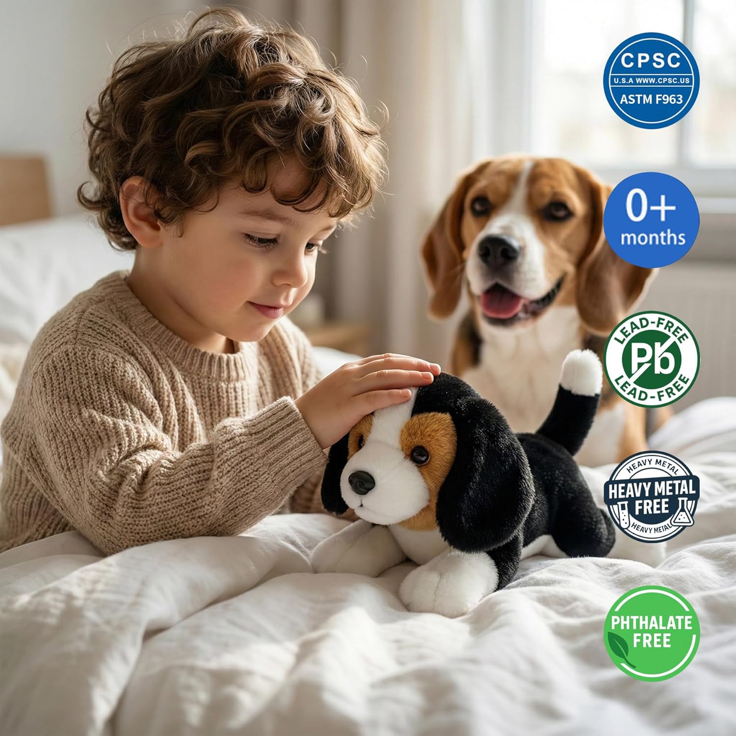 Plush Toy Stuffed Animal 12″ Soft Plush Puppy Dog Sleep Soother Adorable Plushie Stuffed Animal for Kids Toddlers Boys Girls Christmas Birthday Dog Plush Beagle