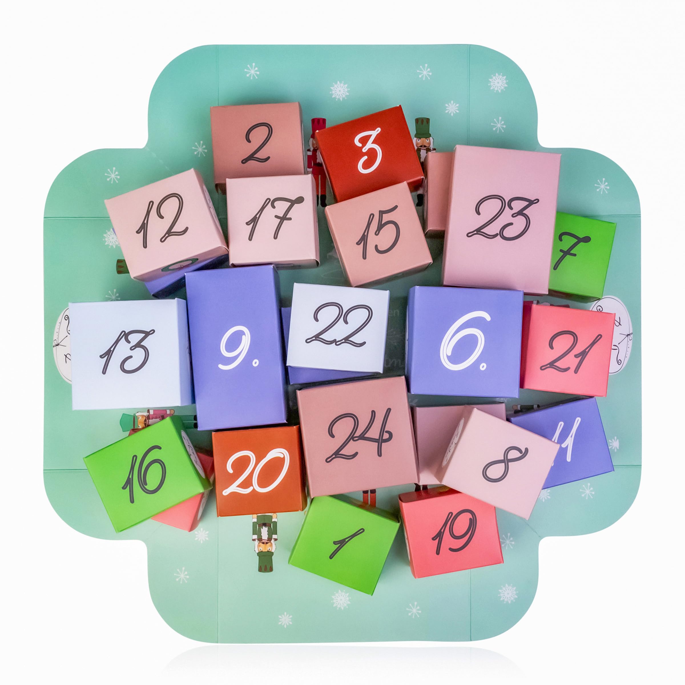 Calendario dell'Avvento BadeFee "Schiaccianoci" 2025 con 24 prodotti cosmetici: mousse doccia, crema deodorante, crema mani - senza parabeni e siliconi - fatto a mano in Germania