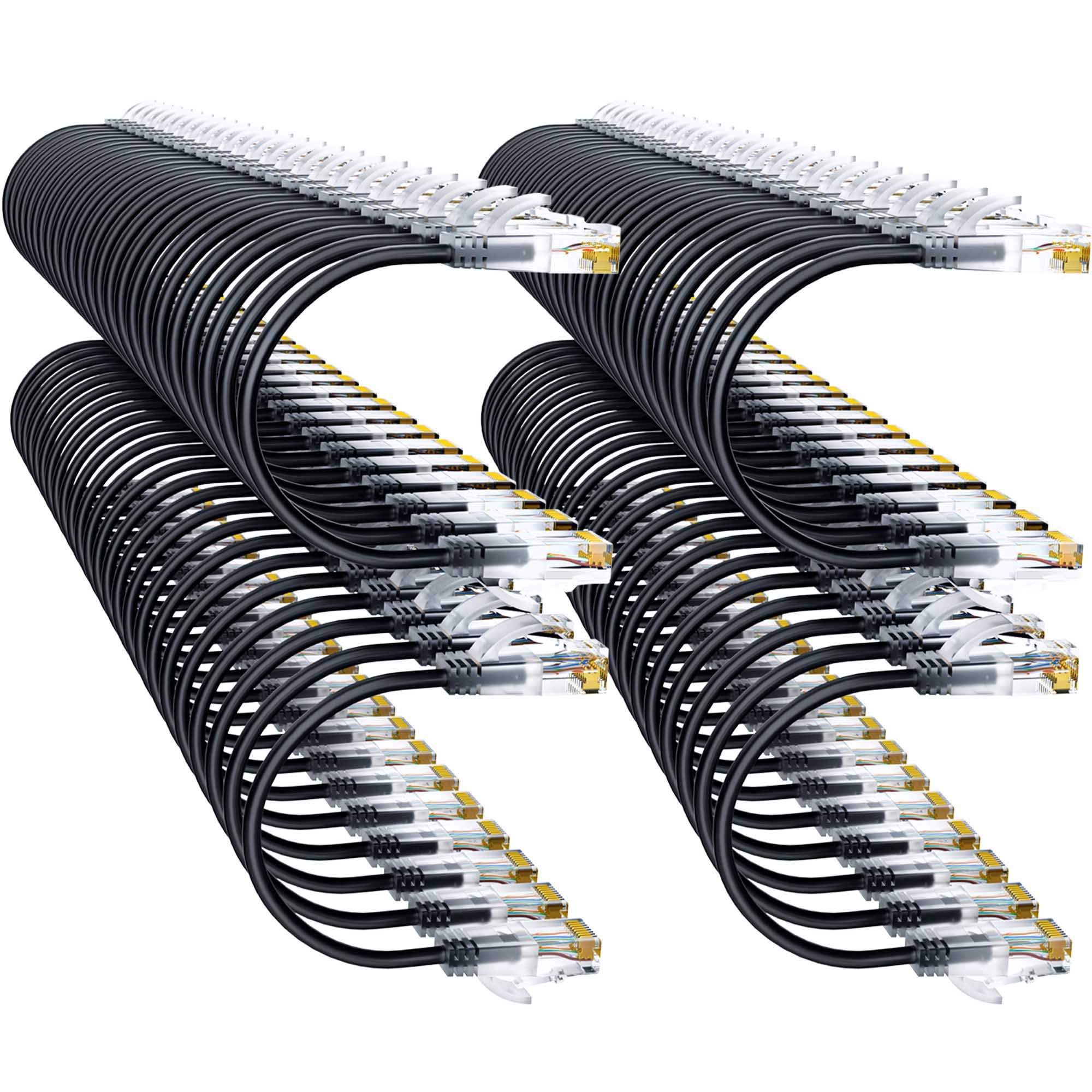 10Gsupxsel Cat6a Patch Cables 1ft (96 Pack) Slim, Cat6 Ethernet Patch Cable Pure Copper, Flexible Cat 6 Patch Cable 550MHZ 10G, Space-Saving Cat 6A