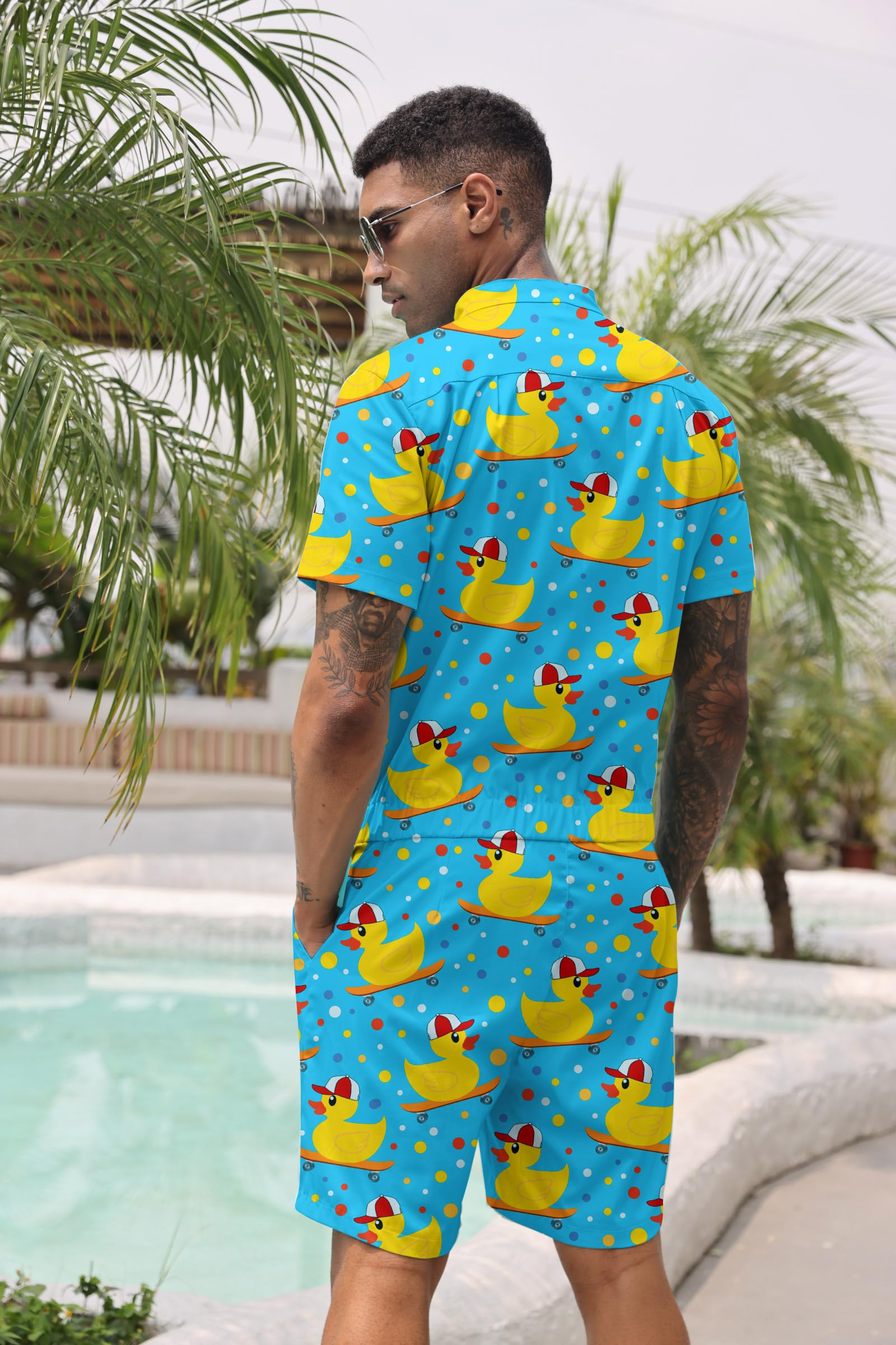 Goodstoworld Barboteuse hawaïenne tendance avec fermeture éclair et poche S-XXL