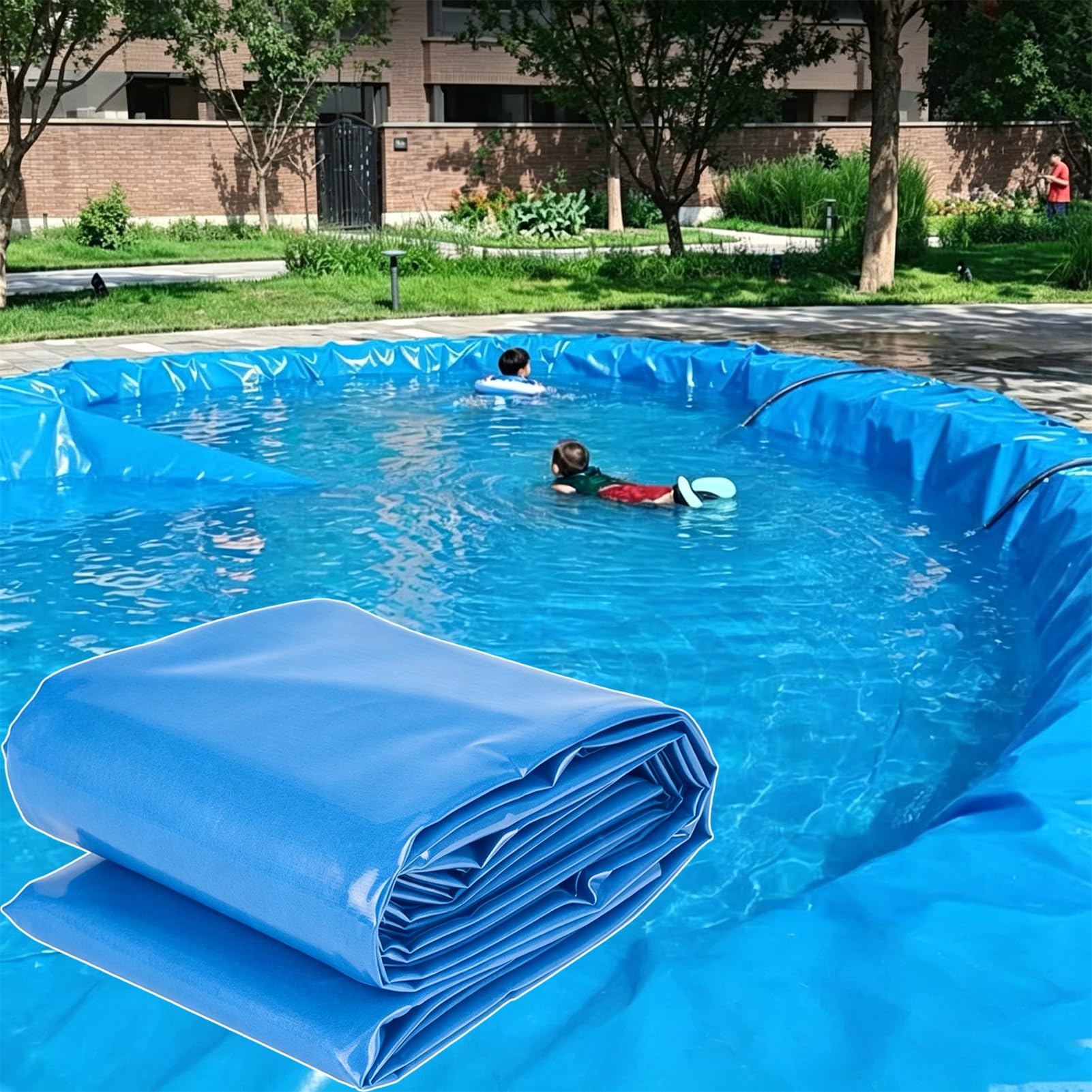 Yopappol One Color Large Size Pond Liner, Uv Resistant Pond Liners For Swimming Pools, Flexible Hdpe Waterproof Tarp For Water Gardens, Kids Water Play & Landscaping Projects(2X8m(6.5X26.2ft))