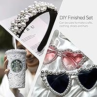 Vista 3 de 60g de perlas blancas de parte trasera plana con diamantes de imitación para manualidades, tamaño mixto de 3mm-10mm, color AB, redondas, mitad