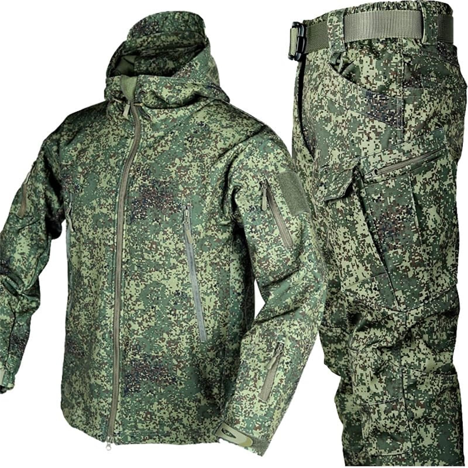 Męski dwuczęściowy strój taktyczny taktyczna kurtka i spodnie zestaw kamuflaż odzież mundur myśliwski paintball wiele kieszeni (kolor C, s)