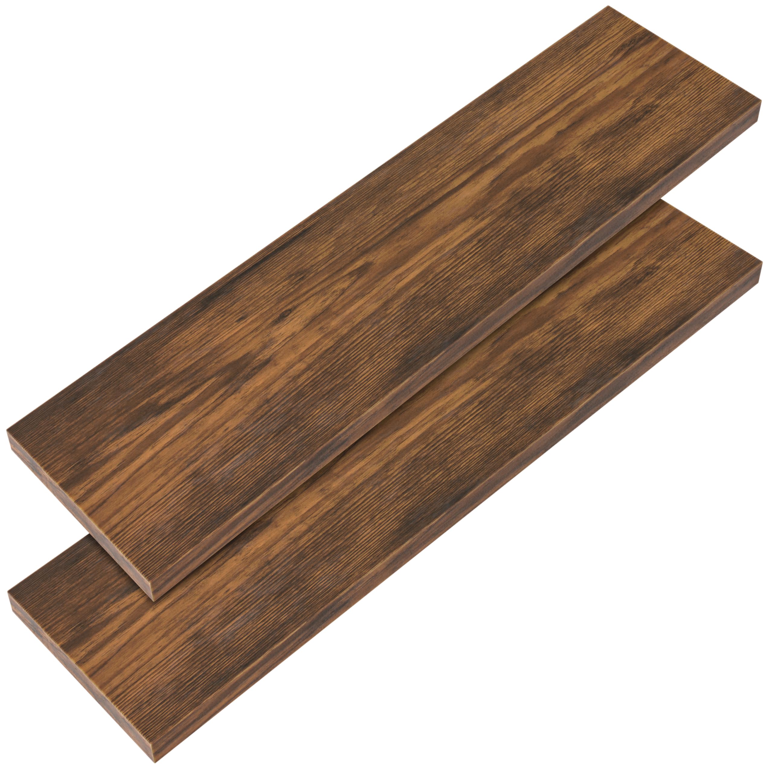 Casaria® 2X Wandregal Holz Dunkle Eiche Regal mit Halterung 15kg Tragkraft Hängeregal Küche Wohnzimmer Flur Wand Schweberegal Bücherregal Regalbrett Schwebend 90cm