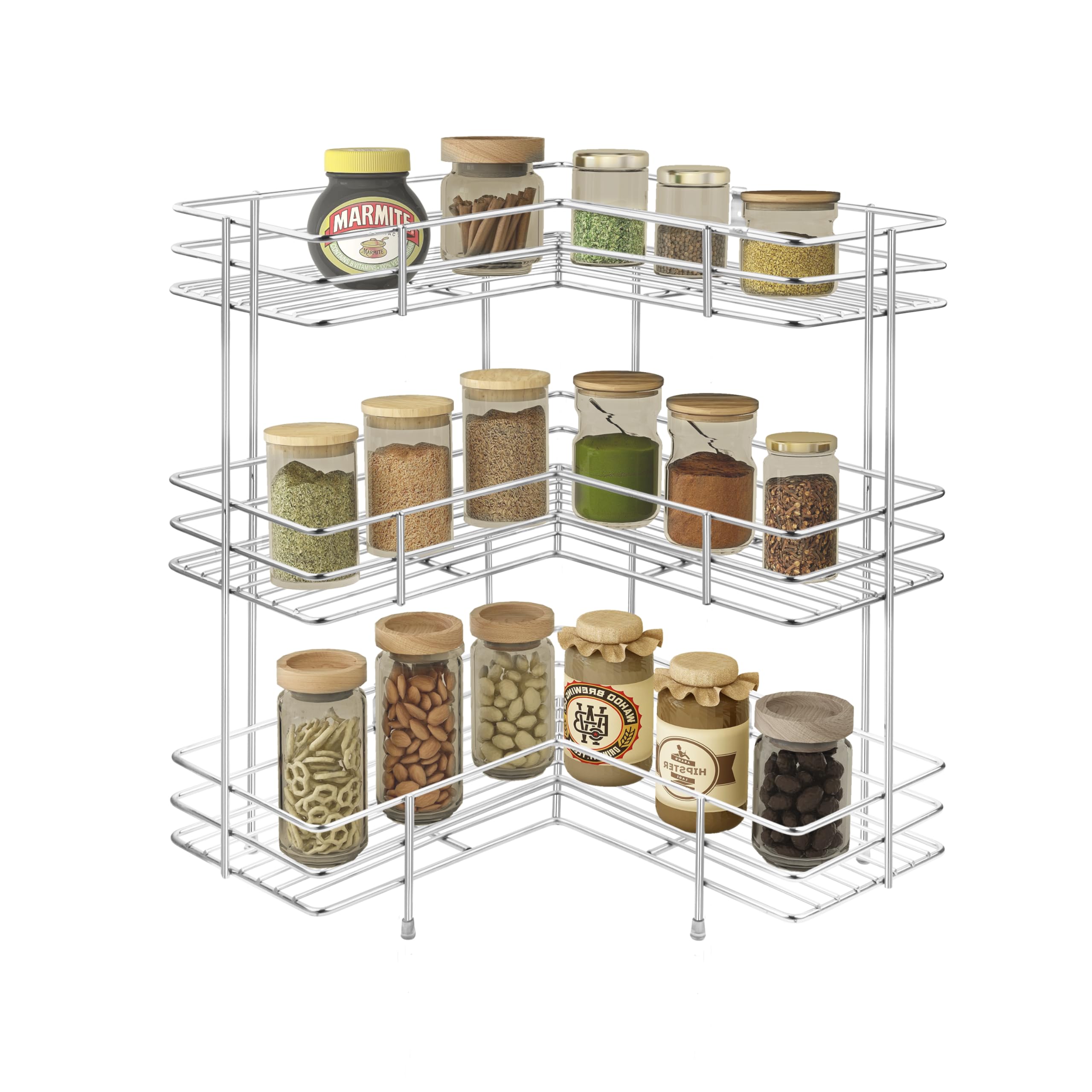 Planet Heaviest Stainless Steel Multipurpose L-Shape 3-Tier Kitchen Corner Rack/Dish RackStorage Shelf/Storage Rack for Kitchen Accessories(Chrome, Tiered Shelf) (B0CQTVJ8KT) Amazon Price History, Amazon Price Tracker