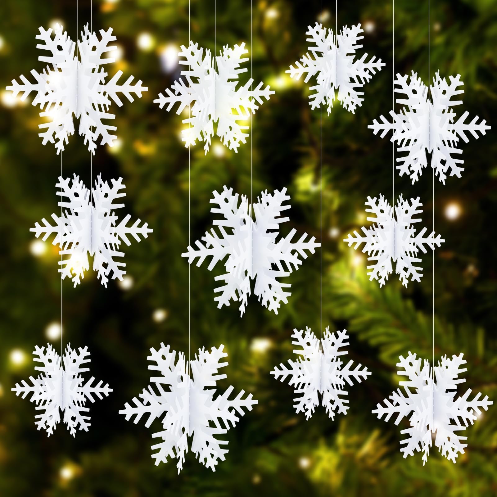 Becellen 24 Piezas 3D Blanco Adornos Navidad Decoracion Navidad, Copos de Nieve Arbol Colgante, Copos de Nieve Ornamentos para Decoración Navideña