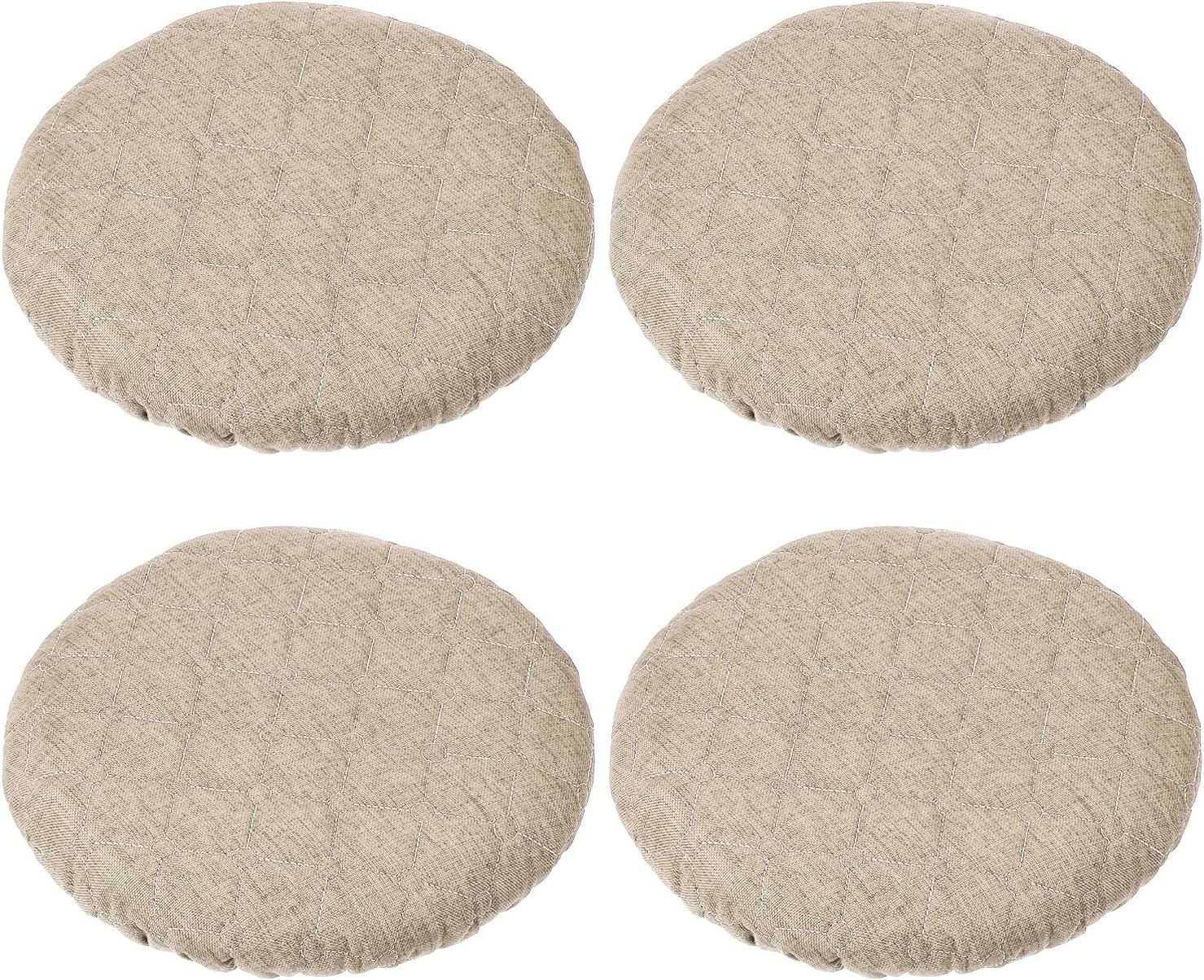 PATIKIL Stool Covers Round, 4 Pack Elastic Bar Stool Covers Washable Stool Cushion Slipcover Stretchy Bar Chair Seat Covers for 10-13 Inch Chair, Khaki