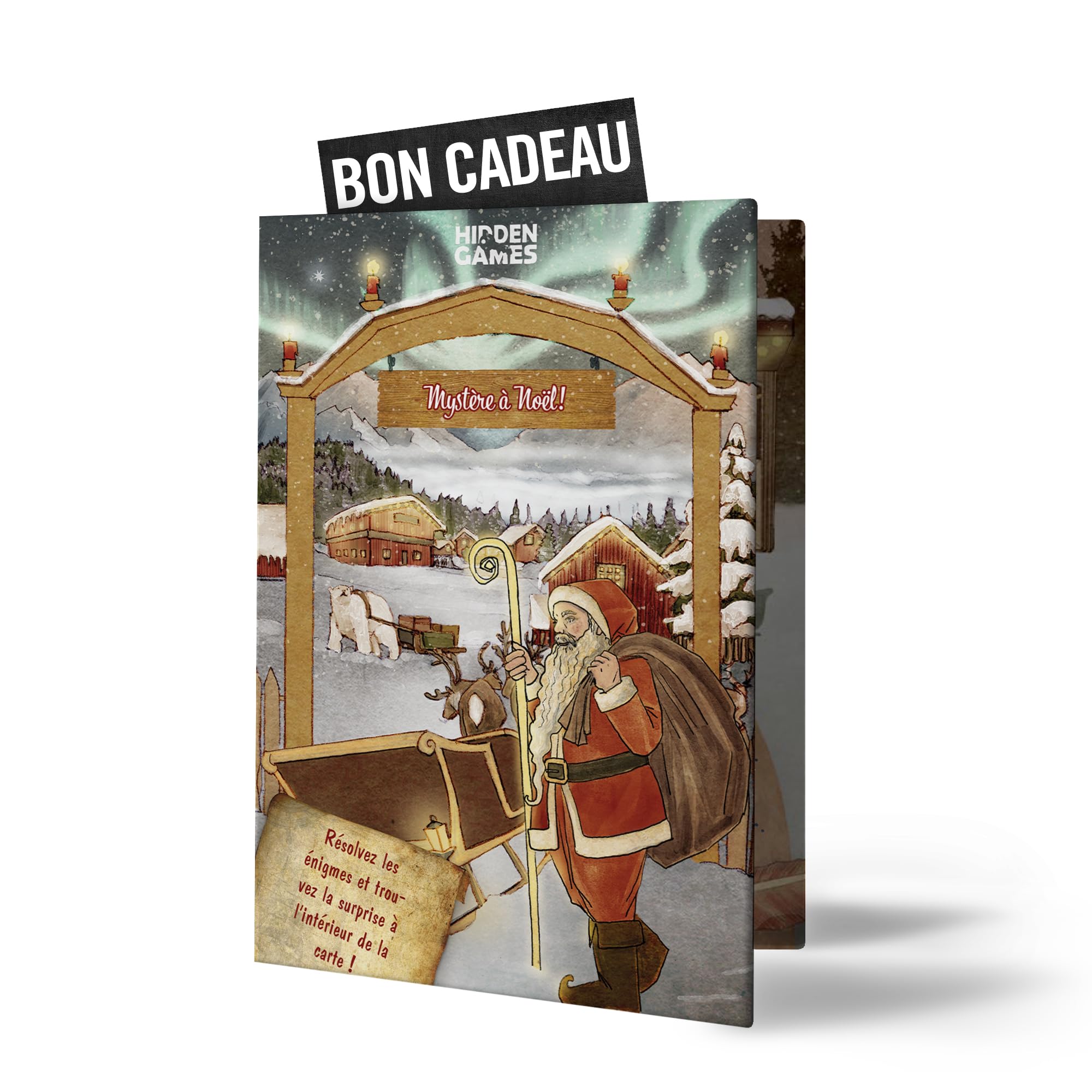 Hidden Games Carte Puzzle de Nol Mystre  Nol Edition Franaise - Carte de Voux, Carte Escape Room, Carte Cadeau, Cadeau d'argent, Carte de Nol