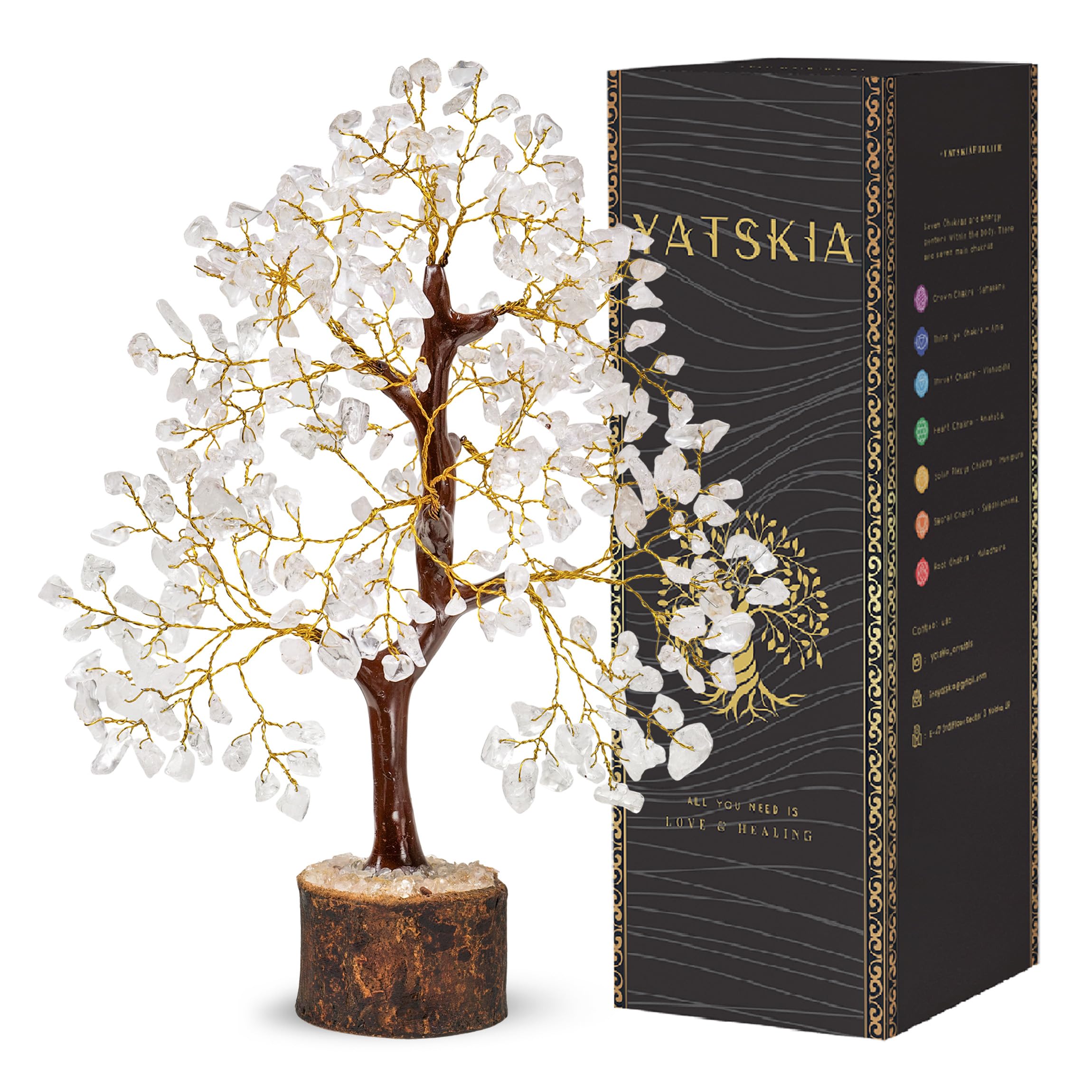 Yatskia Clear Quartz Crystal Tree Of Life, Crystals And Gemstones, Feng Shui Home Decor, Birthday Gifts For Women, Bedroom Decor, Gem Tree Living Room Decoration, Good Luck Gifts