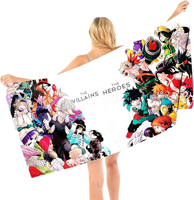 Zhongkaihua Beach Towel, Anime My Hero Academia Quick-Dry Bath Towels Cartoon Towel Blanket Microfiber Bath Towels,Beach Towels for Pool, Bath, Yoga, Gym, Travel, Beach