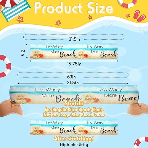 Miniatura 2 de Boao 8 bandas de toalla grandes para sillas de playa de 15.75 x 1.97 pulgadas, bandas elásticas a prueba de viento, clips para sala de estar de