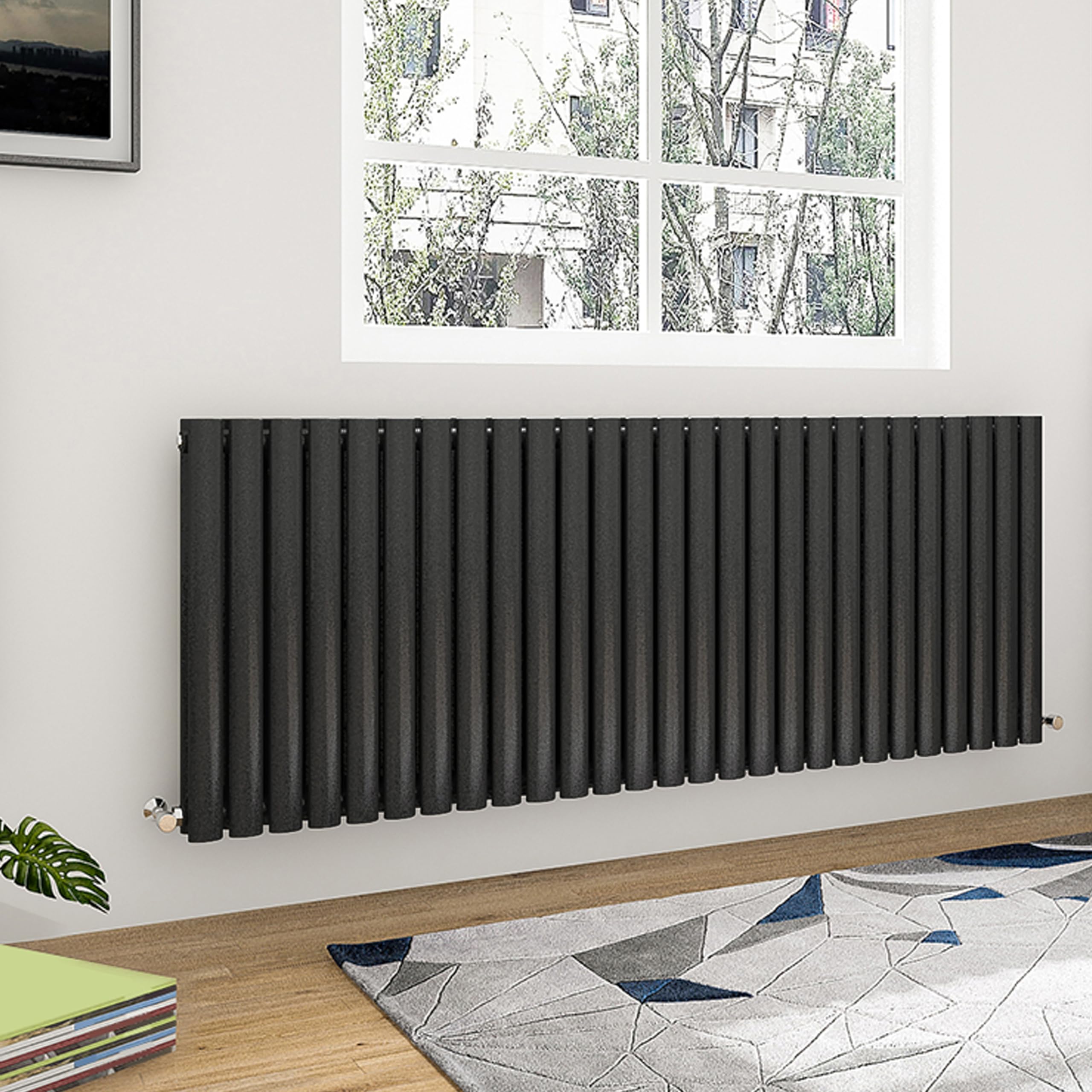 Singolo radiatore moderno nero ovale del progettista 600x1416mm del radiatore del riscaldamento centrale