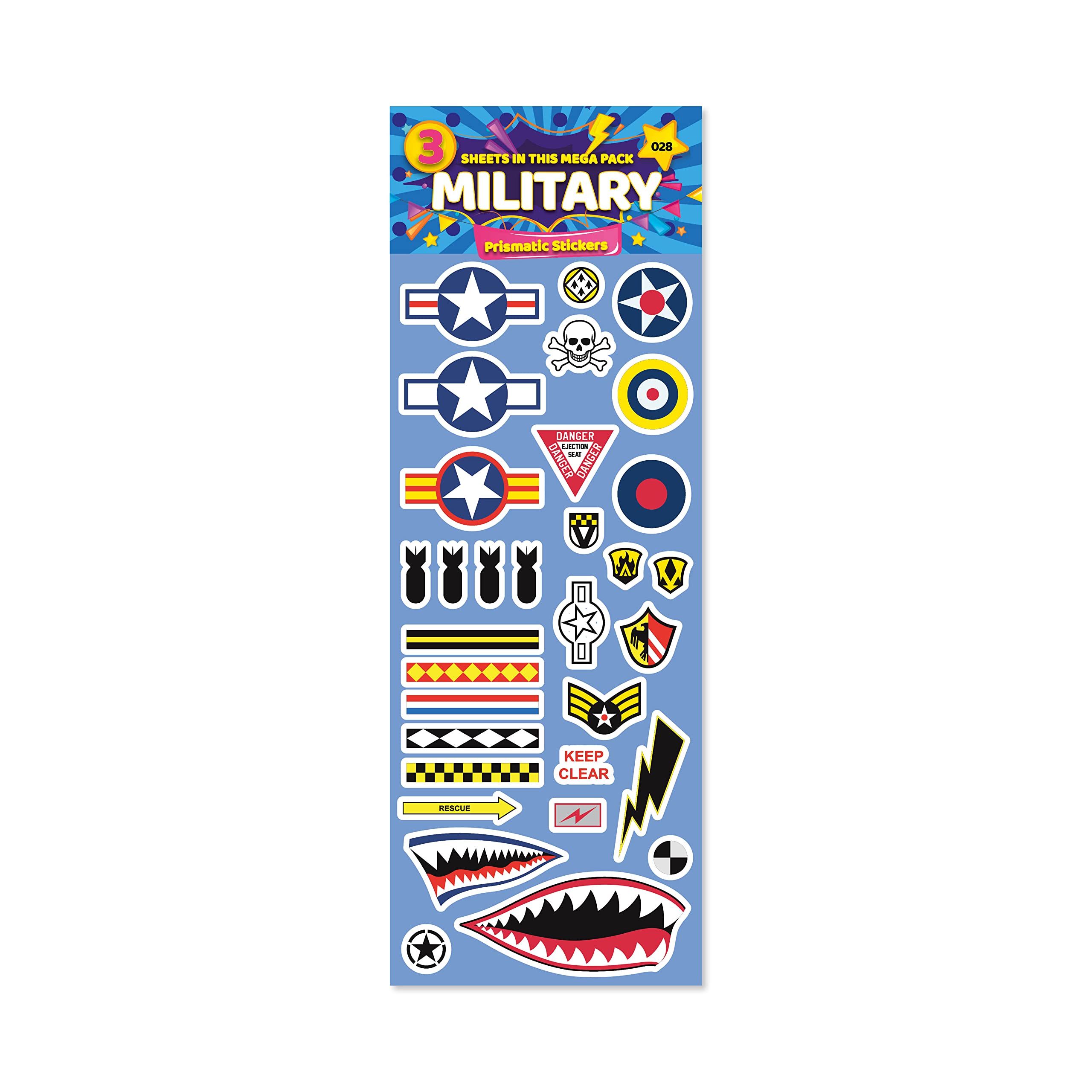 LDS Landlord Direct Supplies Prismatic Sticker Book (3 Pages) - 36 MEGA Packs to Collect Coloured Stickers for Kids - Military (28)