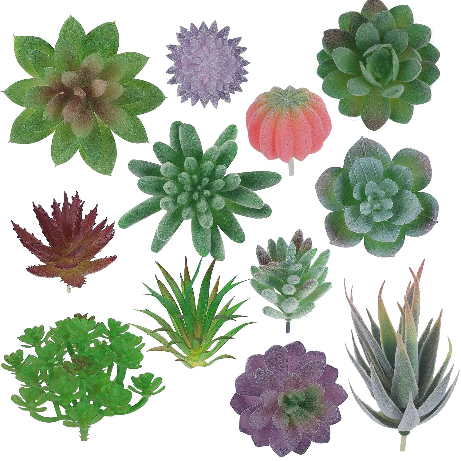 Esaytool12 pcs Succulents Plants Artificial,Fake Succulent Plant Unpotted,Small Faux Cactus Echeveria Agave Greenery Floral Craft Mini Plastic Decoration for Wall Home Desk Indoor Outdoor Decor