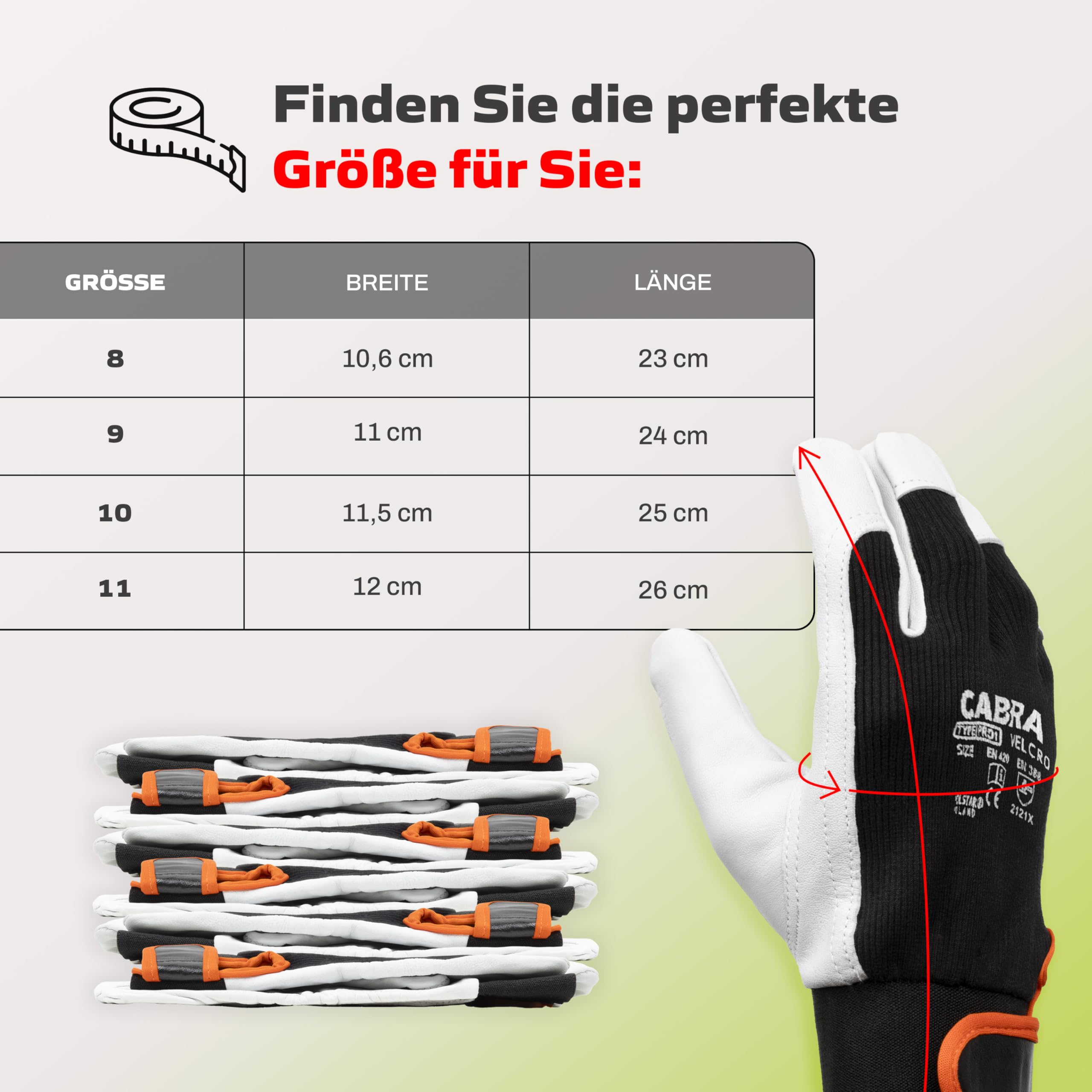 Covent Arbeitshandschuhe Herren Leder Gr 10 - Ziegenleder Handschuhe EN388 2121X – Schutzhandschuhe für Elektriker, Verpackungsmitarbeiter und Gärtner - Elastischer Klettrand