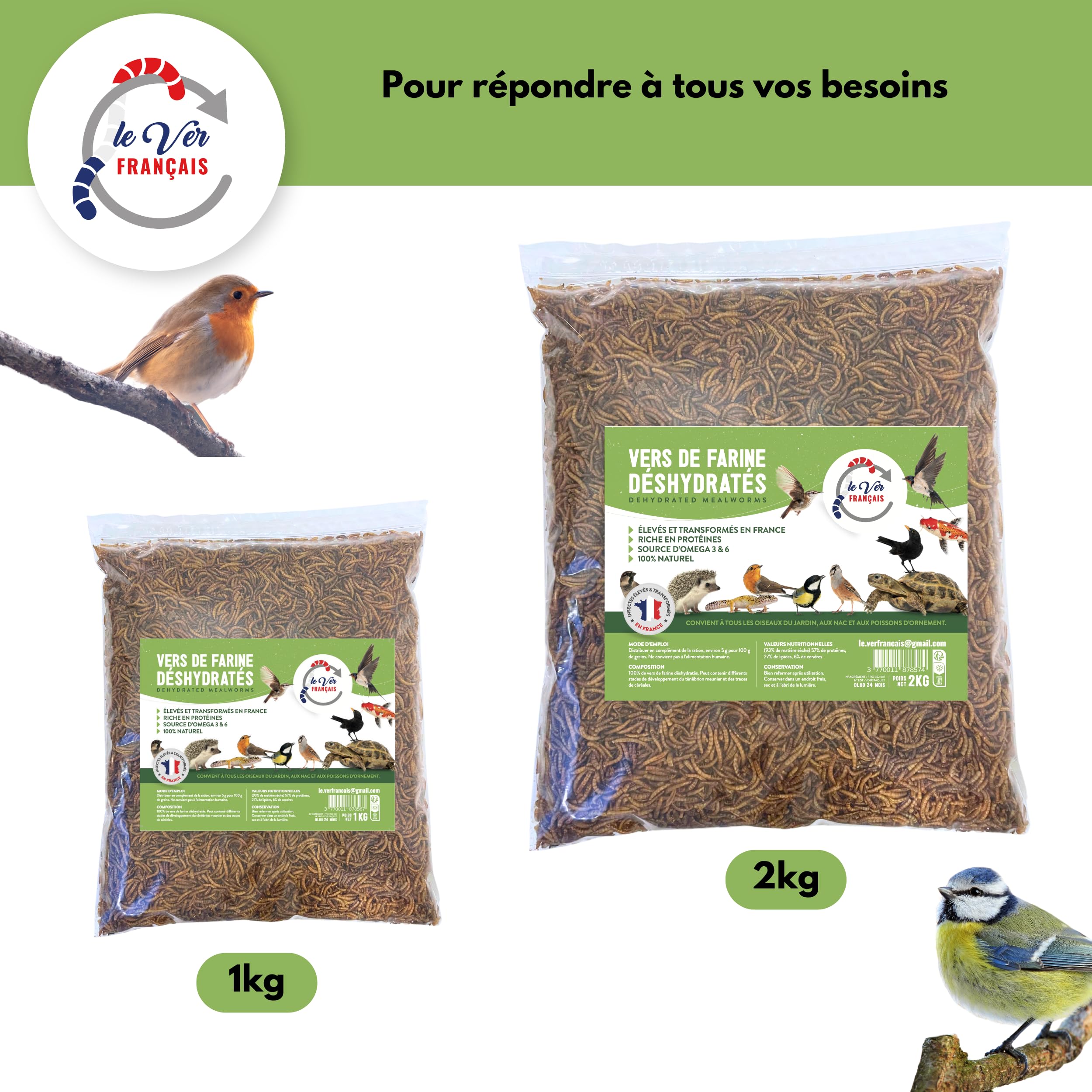 Vermi Di Farina Per Animali - 2kg Ricchi Di Proteine 55% | Per Galline, Uccelli, Rettili - Foto 7