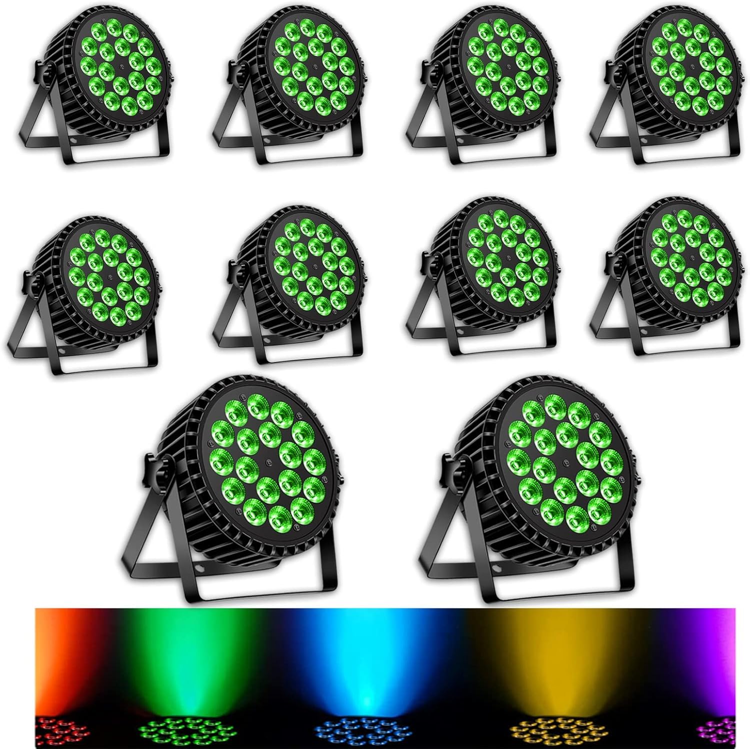 10 sztuk 200 W LED na projektor, 18 diod LED na projektor światło sceniczne RGBW DMX512 4 w 1 oświetlenie z pilotem oświetlenie dyskotekowe na scenę DJ Party Show Halloween