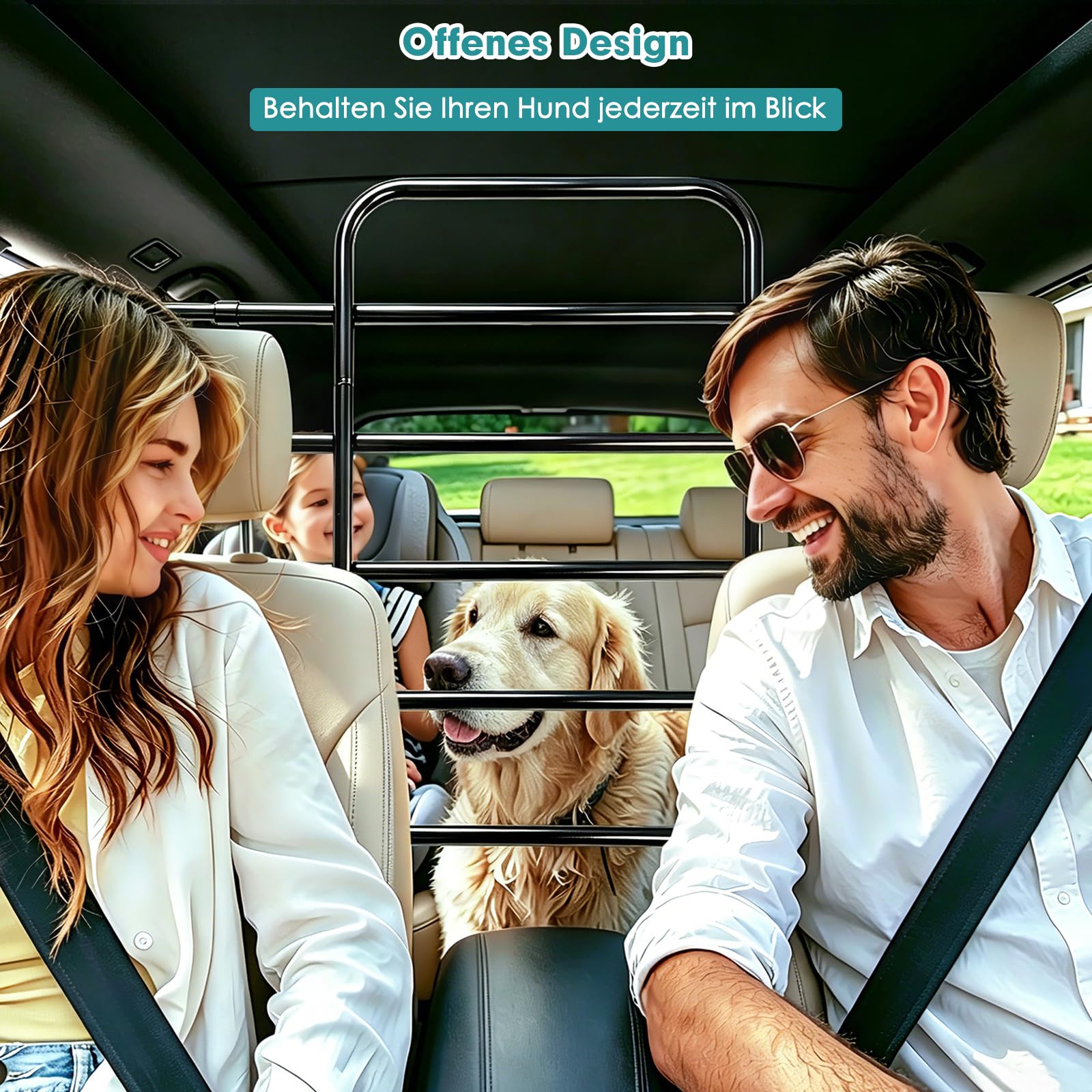 Snagle Paw Universial Hundegitter Auto Kofferraum Verstellbar 103–148 cm, Trenngitter Auto Hund für Rücksitz & Laderaum, Anti-Wackel System mit Nylon-Gurten, Metall Auto Hundegitter für SUV, Van & PKW