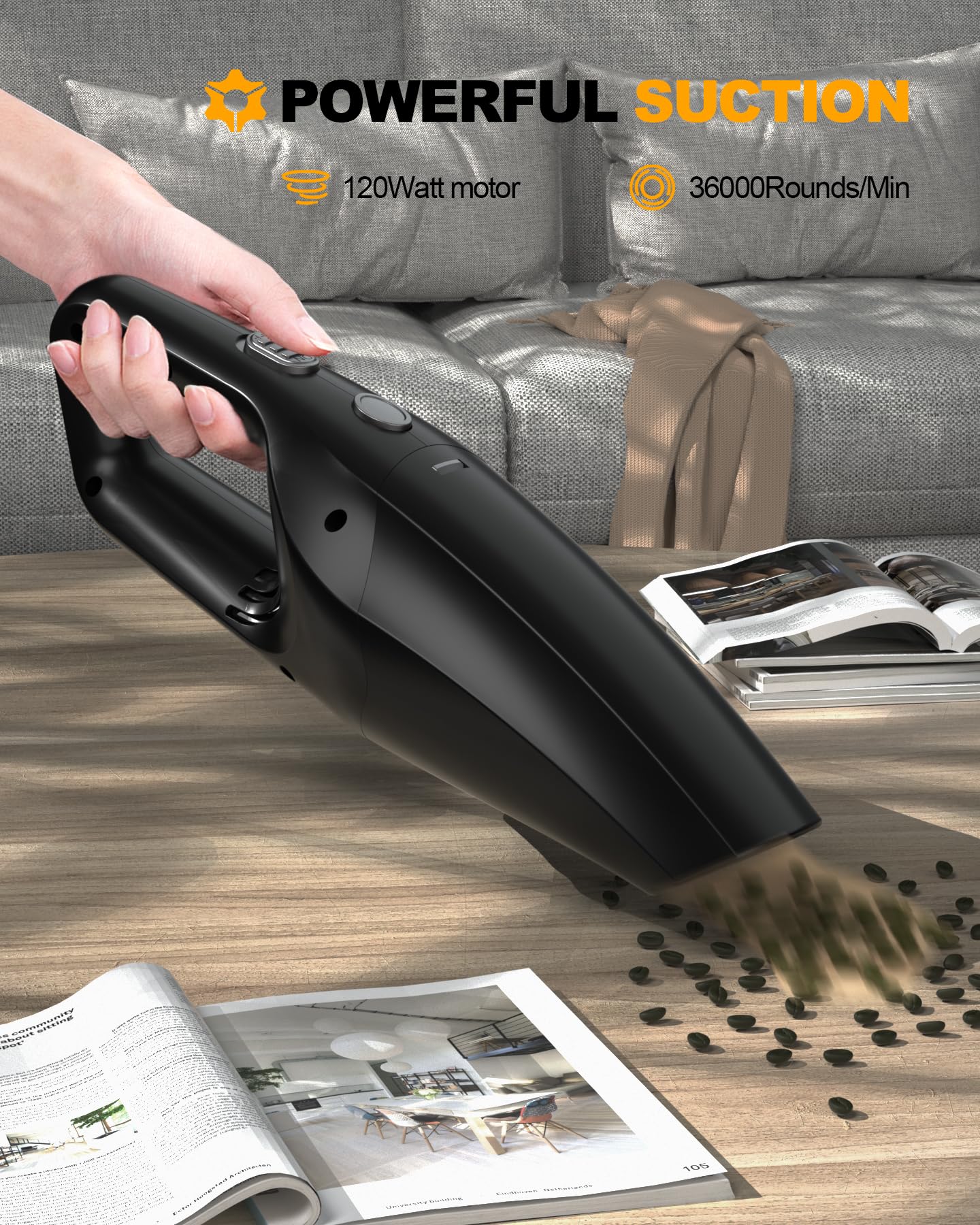 TEMOLA Aspirateur à Main Puissant, Batterie D'aspirateur Voiture avec Filtre HEPA, Aspirateur de Table sans Fil de Accessoire Voiture, Kit Nettoyage Voiture Accessoires Interieur