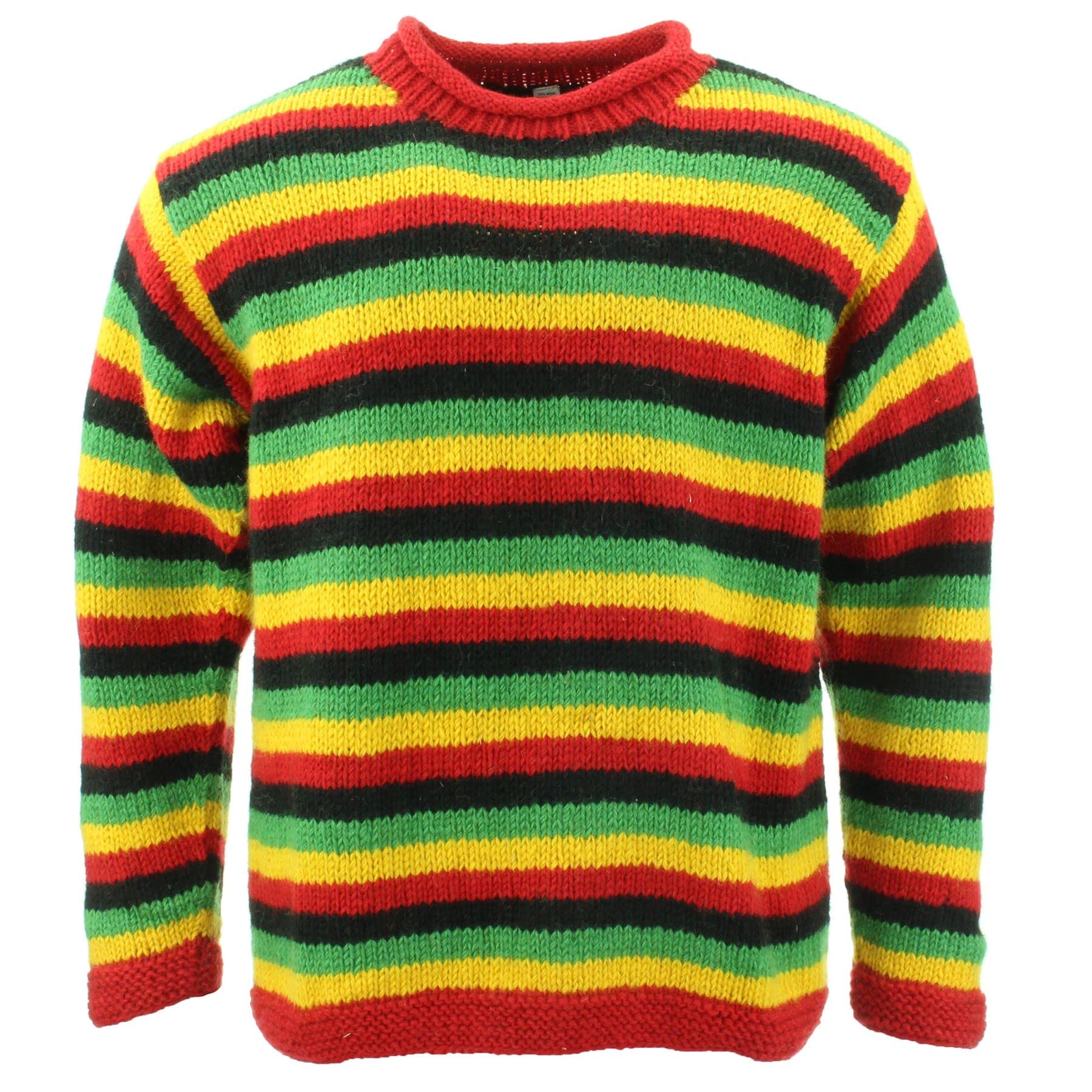 Chunky Wool Knit Jumper - Stripe Rasta - XXL