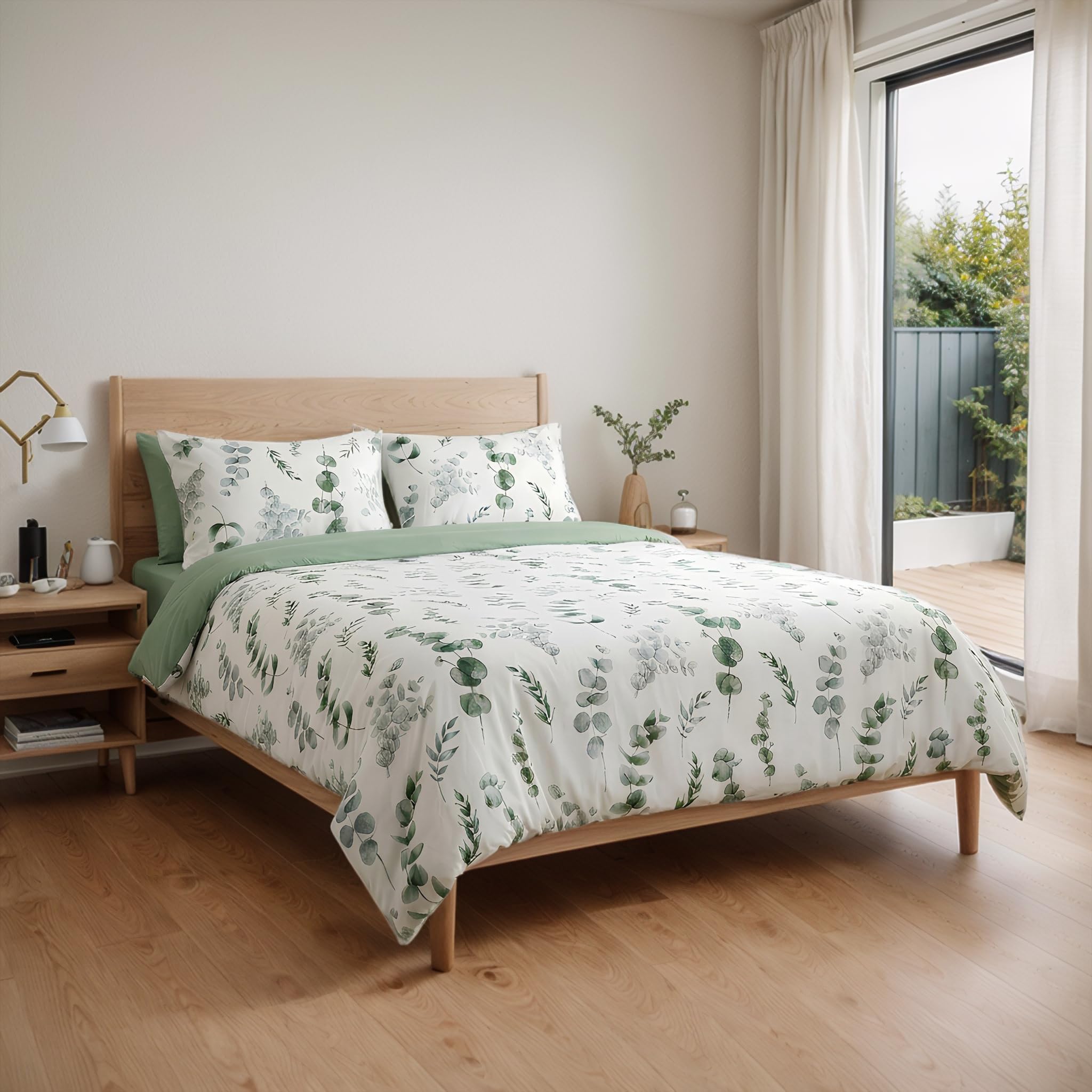 Etrexonline Juego de Funda Nórdica 3 Piezas Cama 135 Microfibra Extra Suave Transpirable - 1 Funda Edredón 220x220 cm y 2 Fundas de Almohada 50x70 cm (Eucalipto)