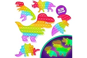 5 Pack Dinosaur Pop-It Party Favors - Glow In Dark Fidget Toys