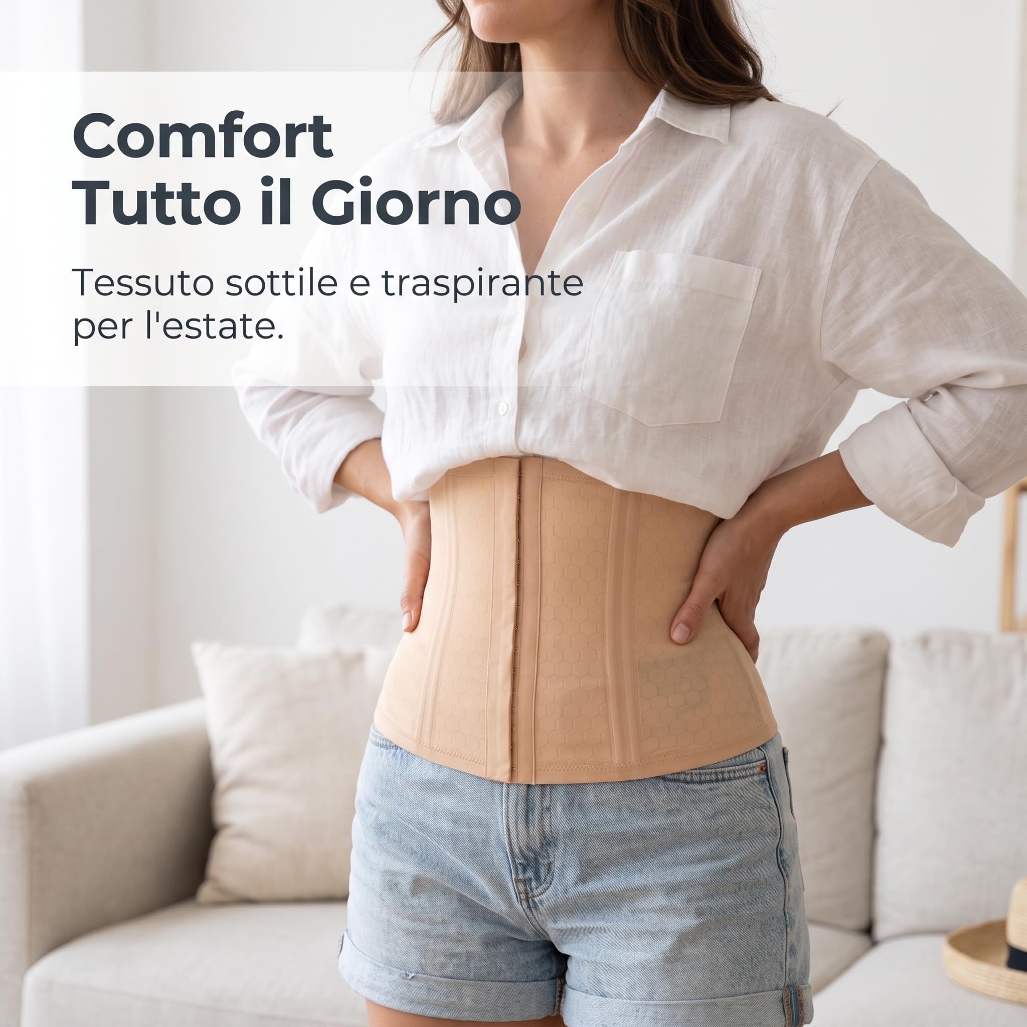 Contenitiva Guaina nte Sottile per Post Parto, Corsetto con Usura a Fibbia