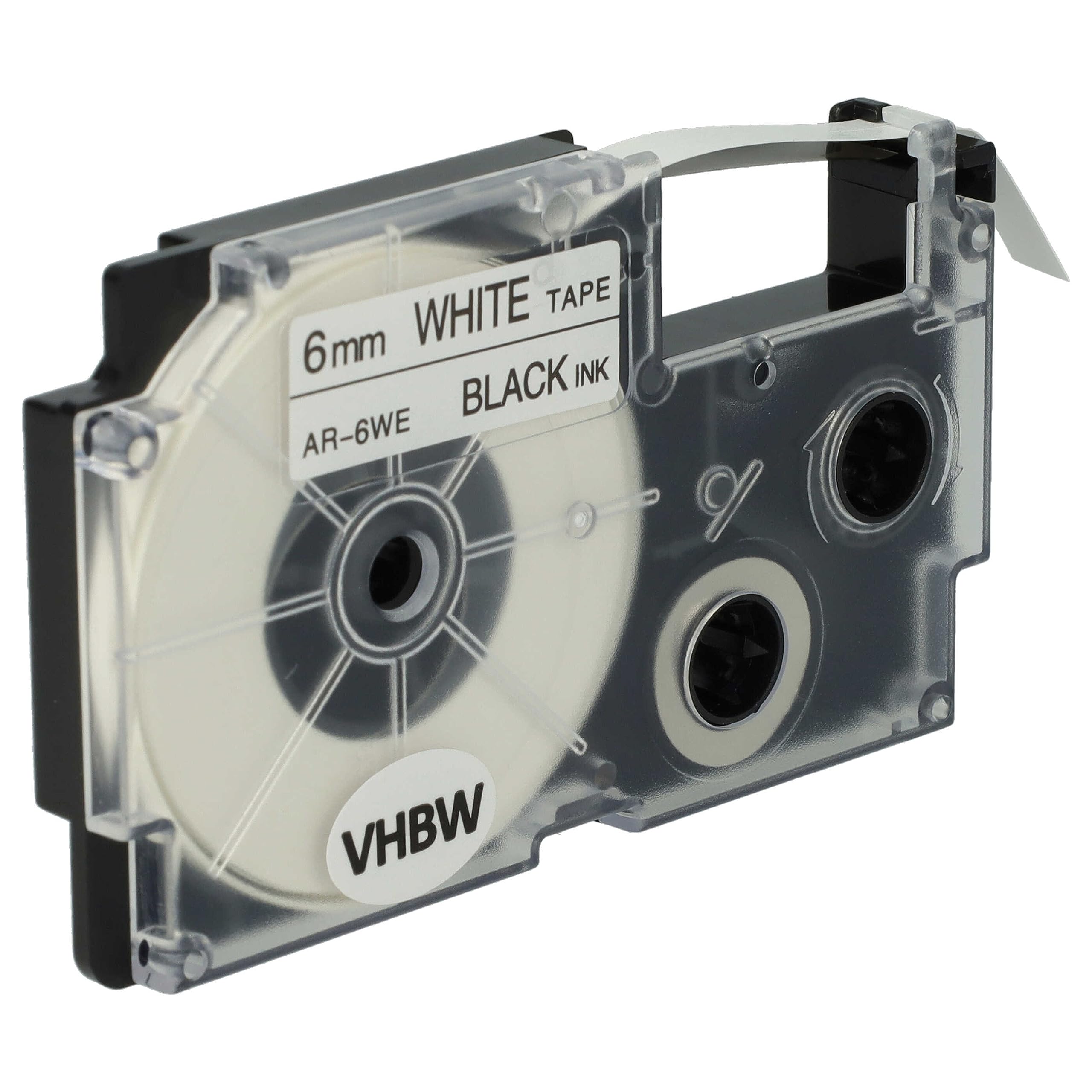 vhbw 50x Cassetta nastro compatibile con Casio KL-2000, KL-300, KL-70E, KL-200E, KL-60, KL-7000 etichettatrice 8m x 6 mm nero su bianco