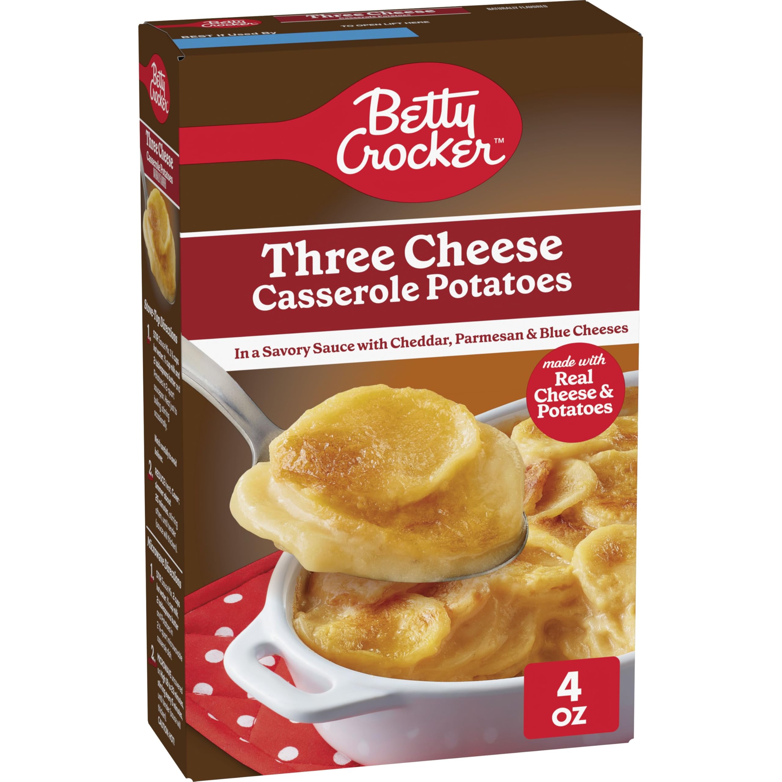 Betty Crocker Three Cheese Casserole Potatoes, Made With Real Cheese, 4 oz Box