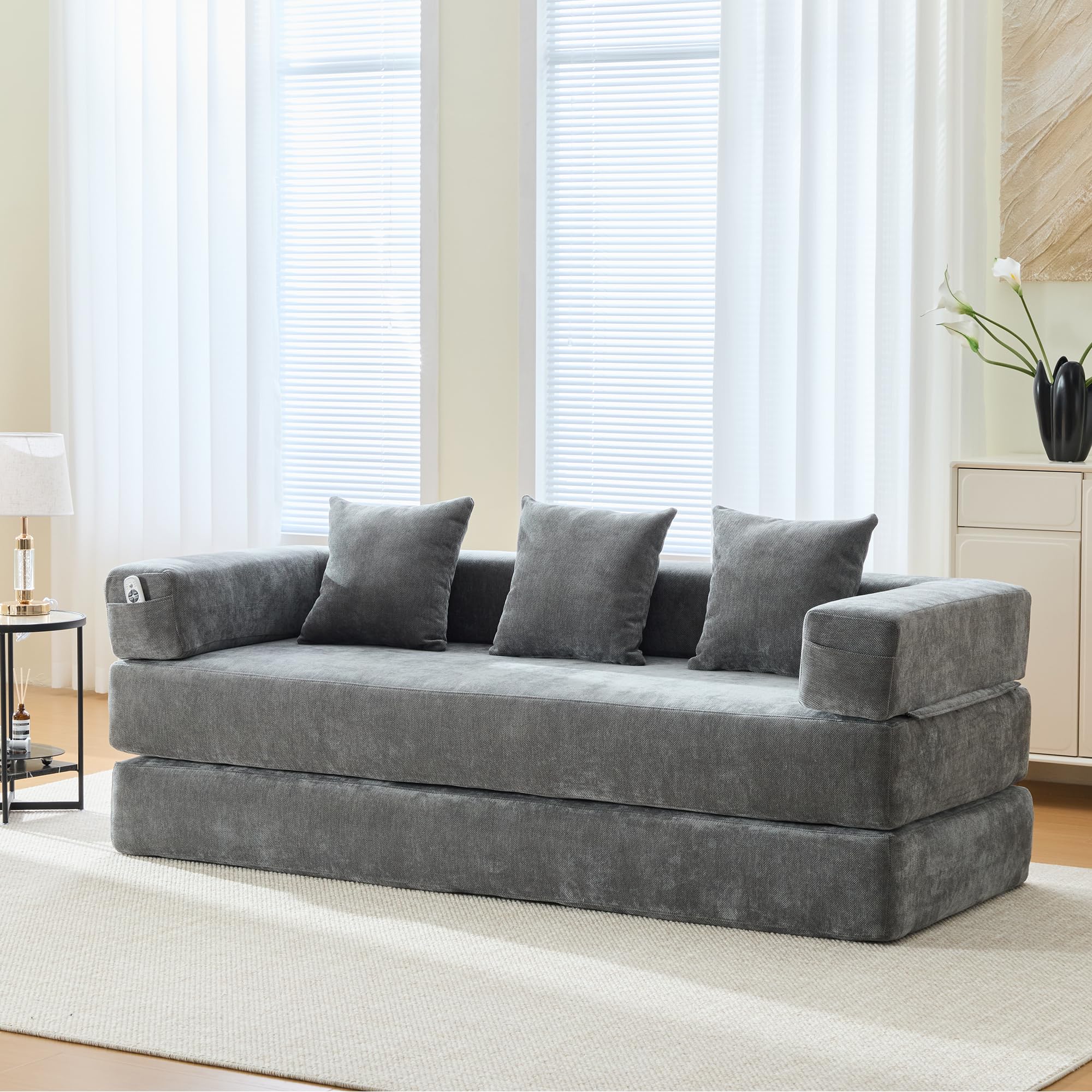 Divano Componibile A Cubotti In Ciniglia Grigio Scuro – Set Da 2,3 E 4 Posti Configurabile A U O L – Perfetto Per Piccoli Spazi – Nessun Attrezzo Necessario