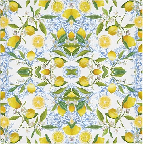 ALAZA Juego de 4 servilletas de tela de limón amarillo barroco, servilletas de mesa reutilizables, tela de poliéster lavable para cóctel, fiesta,