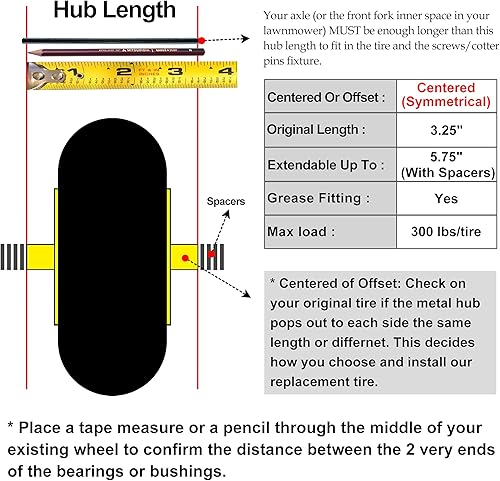 Miniatura 3 de 2 neumáticos sólidos 8x3.00-4 lisos T161 con borde de acero para cortadoras de césped y ruedas Gardon 83004, diámetro 34 pulgadas y 58 pulgadas,