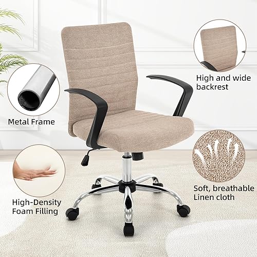 Miniatura 5 de 422 Silla de oficina acanalada con respaldo alto, ergonómicamente diseñada con reposabrazos, sillas giratorias ejecutivas para computadora con
