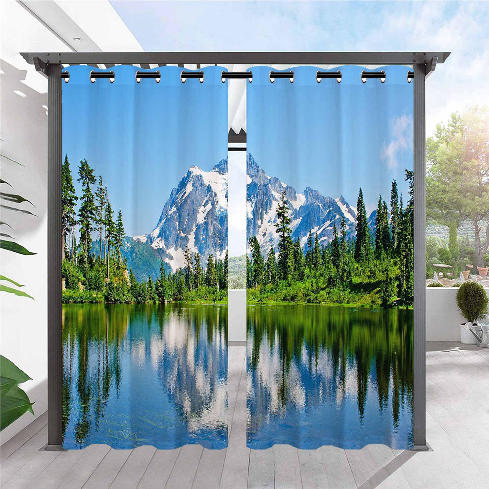 ANHOPE Patio Outdoor Curtains Waterproof Eyelet Top 36 x 84 Inch 2 Panels — image 1