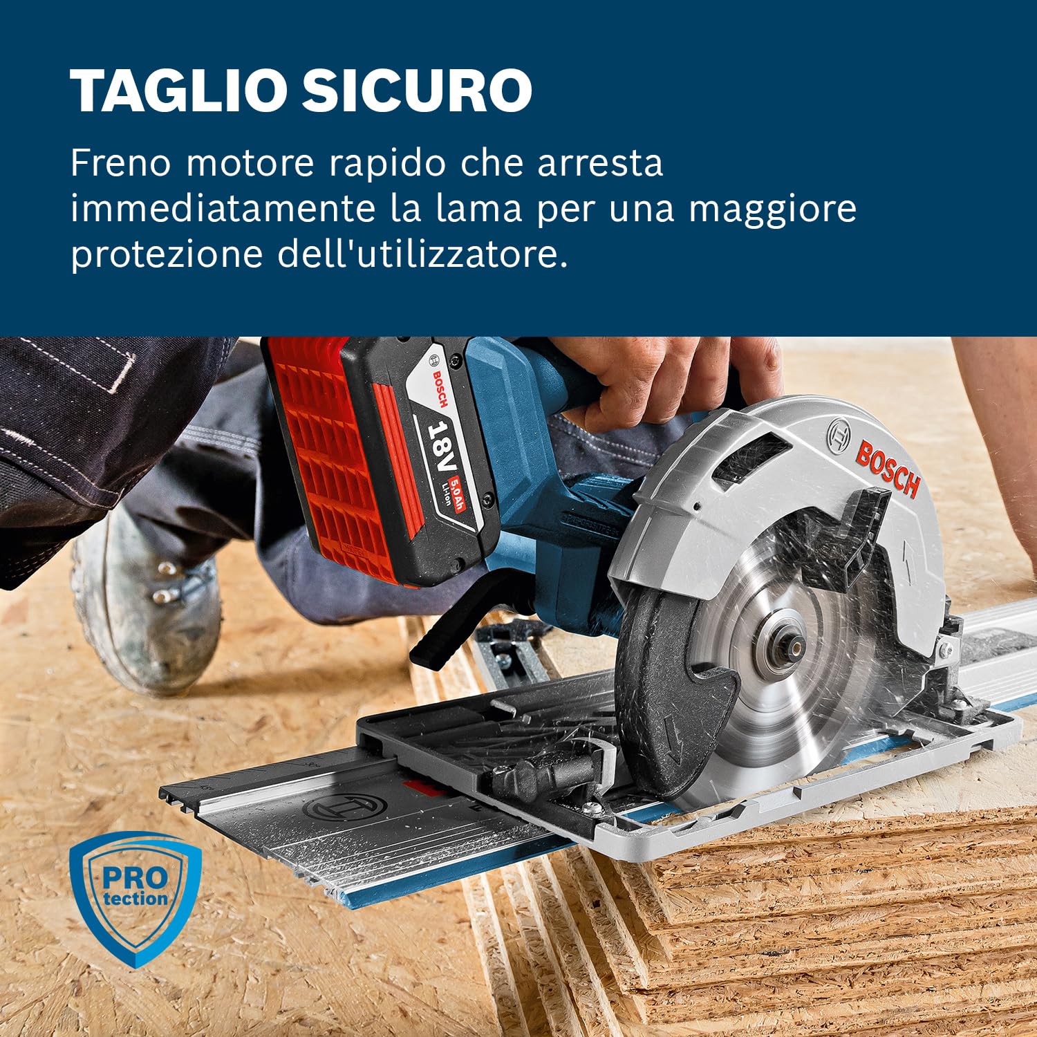 Bosch Professional 06016A2101 Sega Circolare a Batteria GKS 18V-57 G System, Ø Lama: 165 mm, Profondità di Taglio: 57 mm, Batterie e Caricabatteria non Inclusi, in Valigetta L-BOXX, , 18 volts