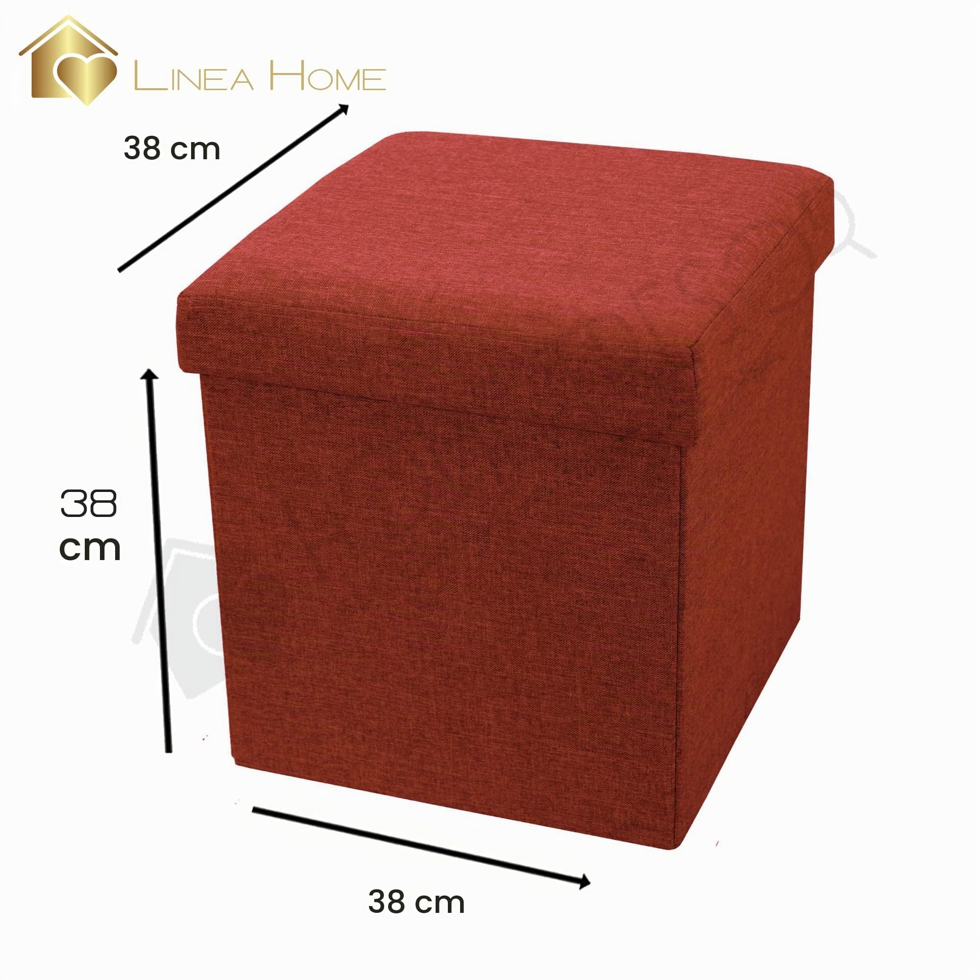 Home Tresor - Pouf Cassapanca Contenitore in Tessuto, Cubo Poggiapiedi Divano Sgabello Pieghevole, Portaoggetti Tavolino da Salotto Mis. cm. 38x38x38 (Bordeaux)