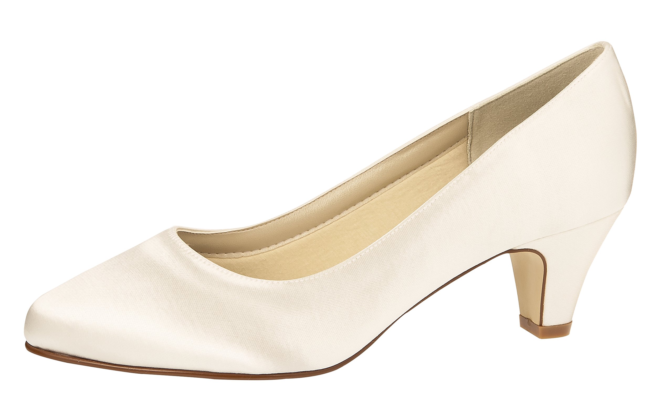 Rainbow Club Bridal Shoes Megan - Ladies' Pumps, Ivory/Cream, Comfortably Padded, Simple, Funnel Heel, Satin, Size 39.5 (UK 6.5)