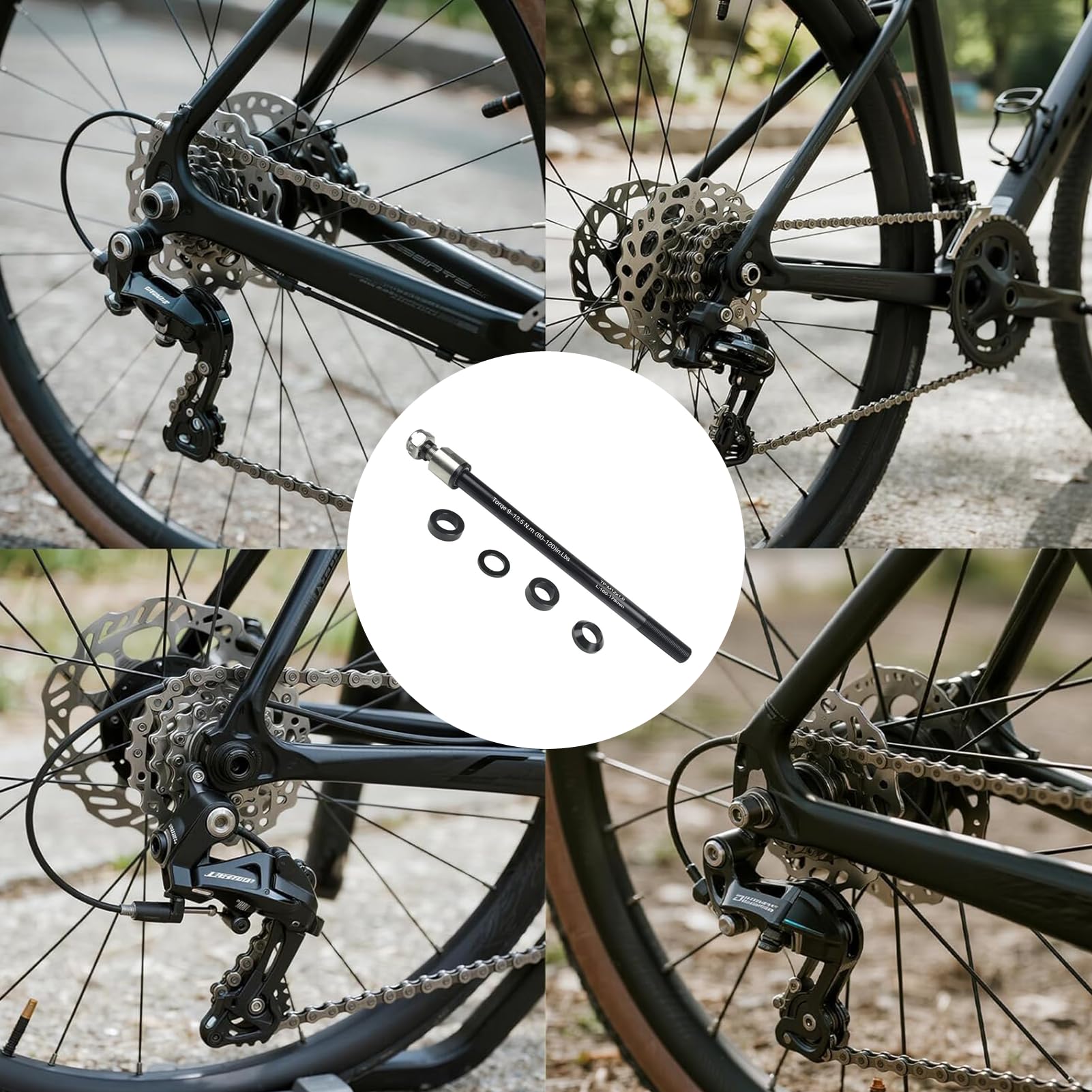 Oś wtykowa przyczepka rowerowa, M12 x 1,0, 160-178 mm, oś wtykowa z adapterem osi rowerowej, sprzęgło do przyczepki rowerowej, oś wtykowa kompatybilna z większością sprzęgieł do przyczep