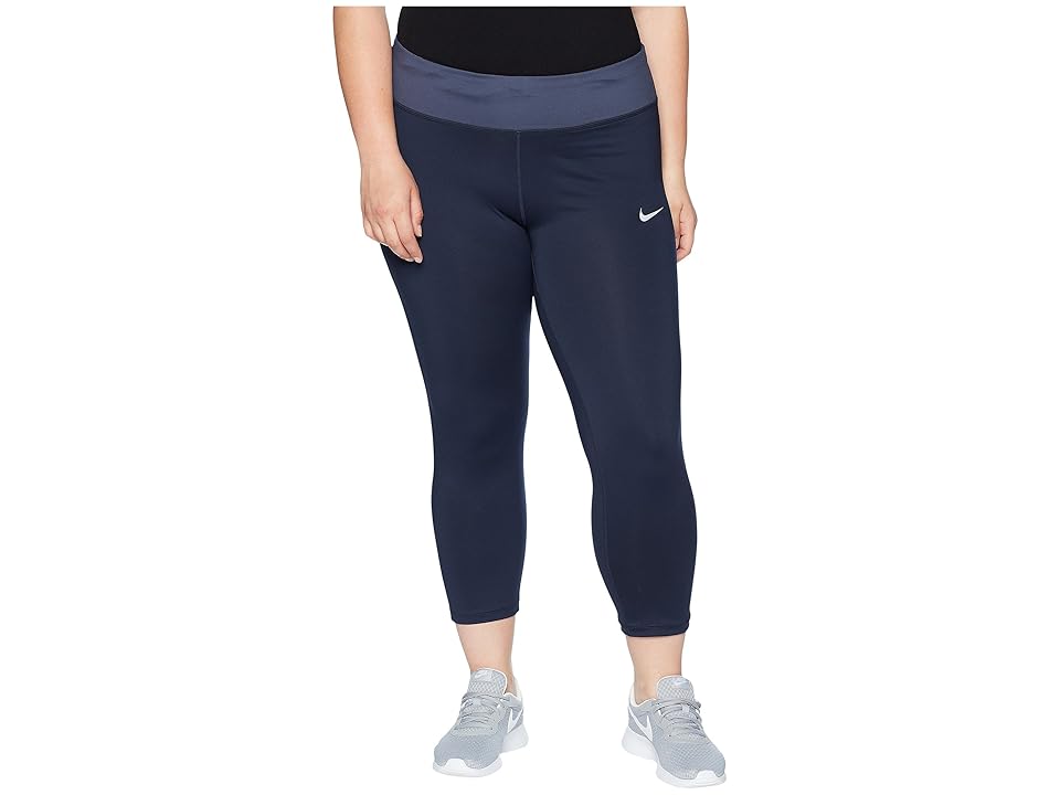 

Nike Power Essential Running Crop (Size 1X-3X) (Obsidian/Thunder Blue) Women's Clothing
