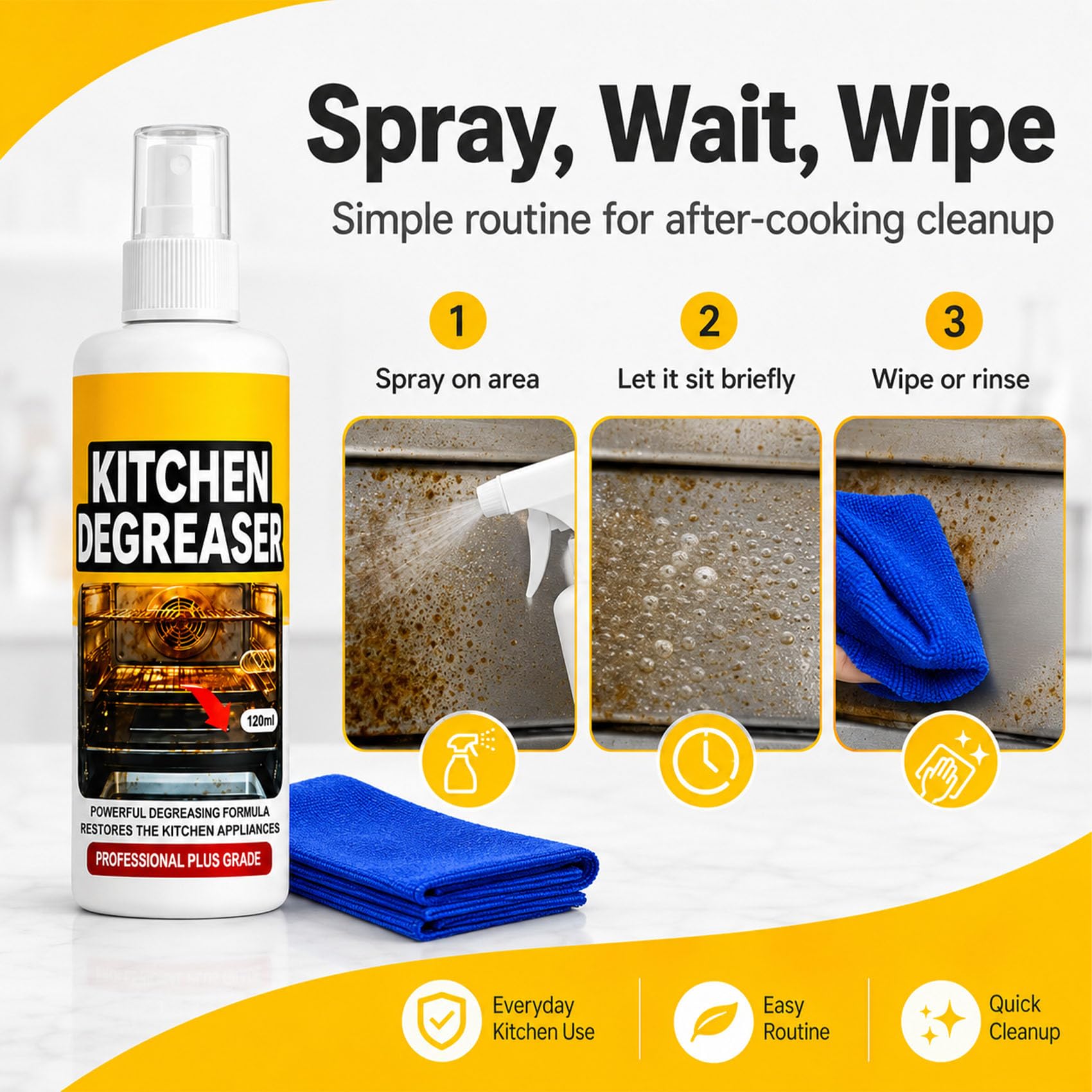 Kitchen Degreaser Spray, Grill Degreaser for BBQ Grates, Oven, Air Fryer and Greasy Kitchen Surfaces (2pcs)