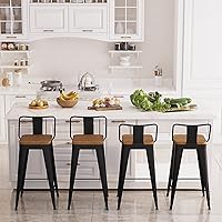 Vista 5 de POINTANT Bar Stools Set of 4 Metal Bar Stool Counter Height Bar Stools Black, Modern Bar Chairs with Back and Wooden Seat 30" Bar Stool Counter