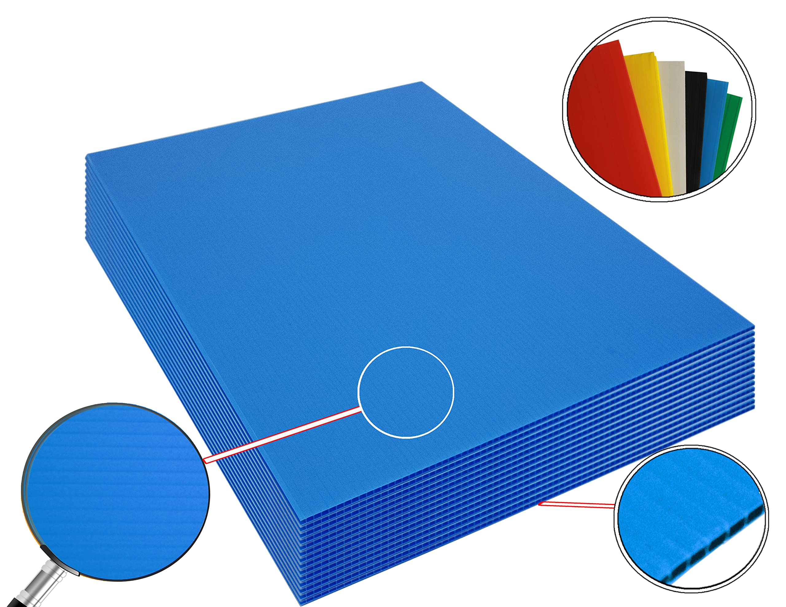 WholesaleArtsFrames-com 10 arkuszy falistych z tworzywa sztucznego, dwustronne, do tablic trawnikowych, do sprzedaży garażu i nieruchomości, niebieskie, 10 szt