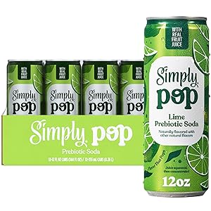 Simply POP Prebiotic Soda Lime Cans, 12 fl oz, 12 Pack
