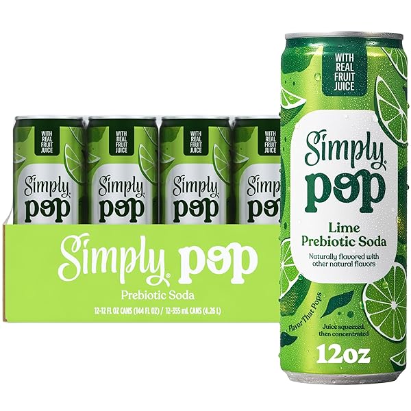Simply POP Prebiotic Soda Lime Cans, 12 fl oz, 12 Pack